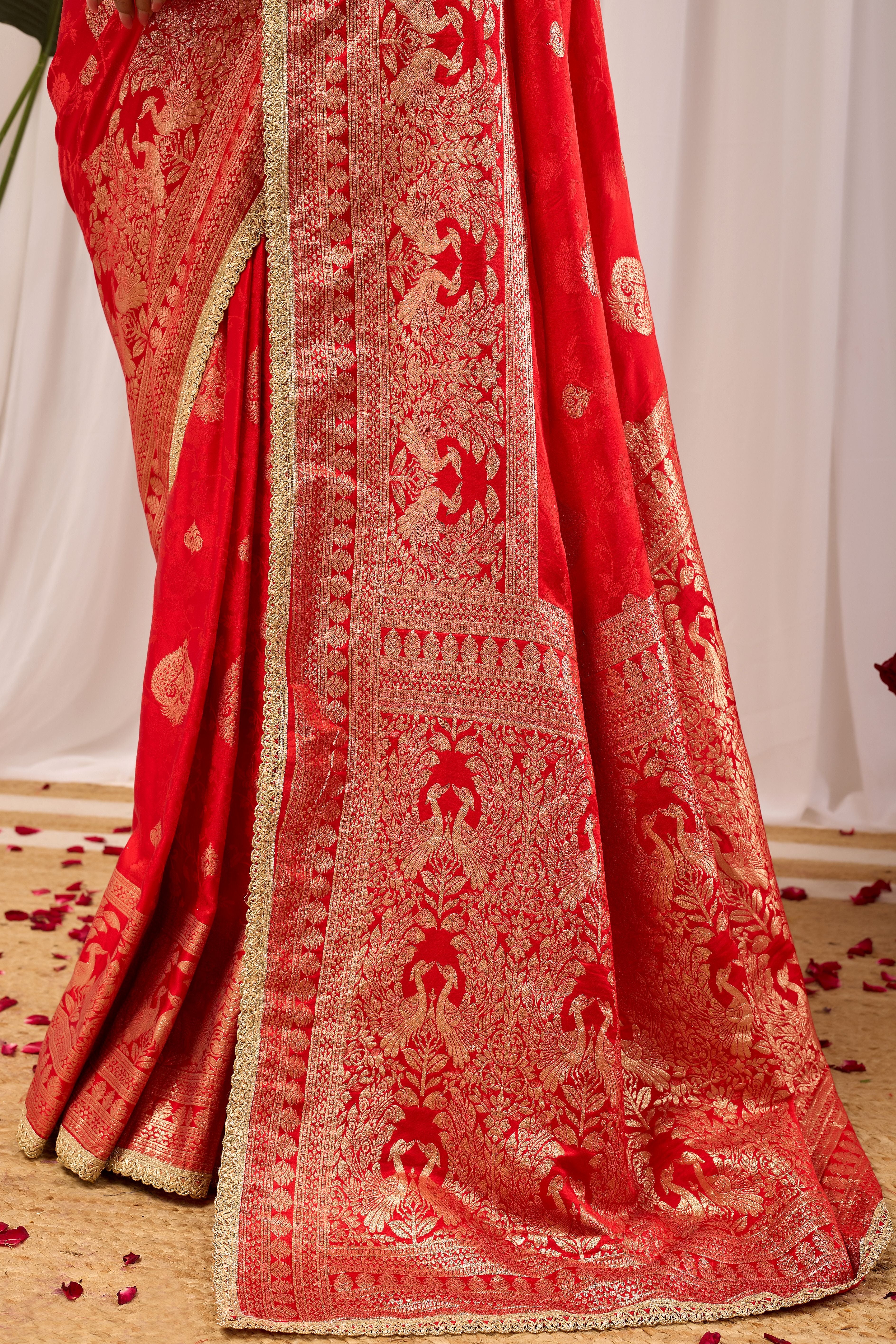 Royal Crimson Heritage soft silk Saree with Traditional Gold Motifs