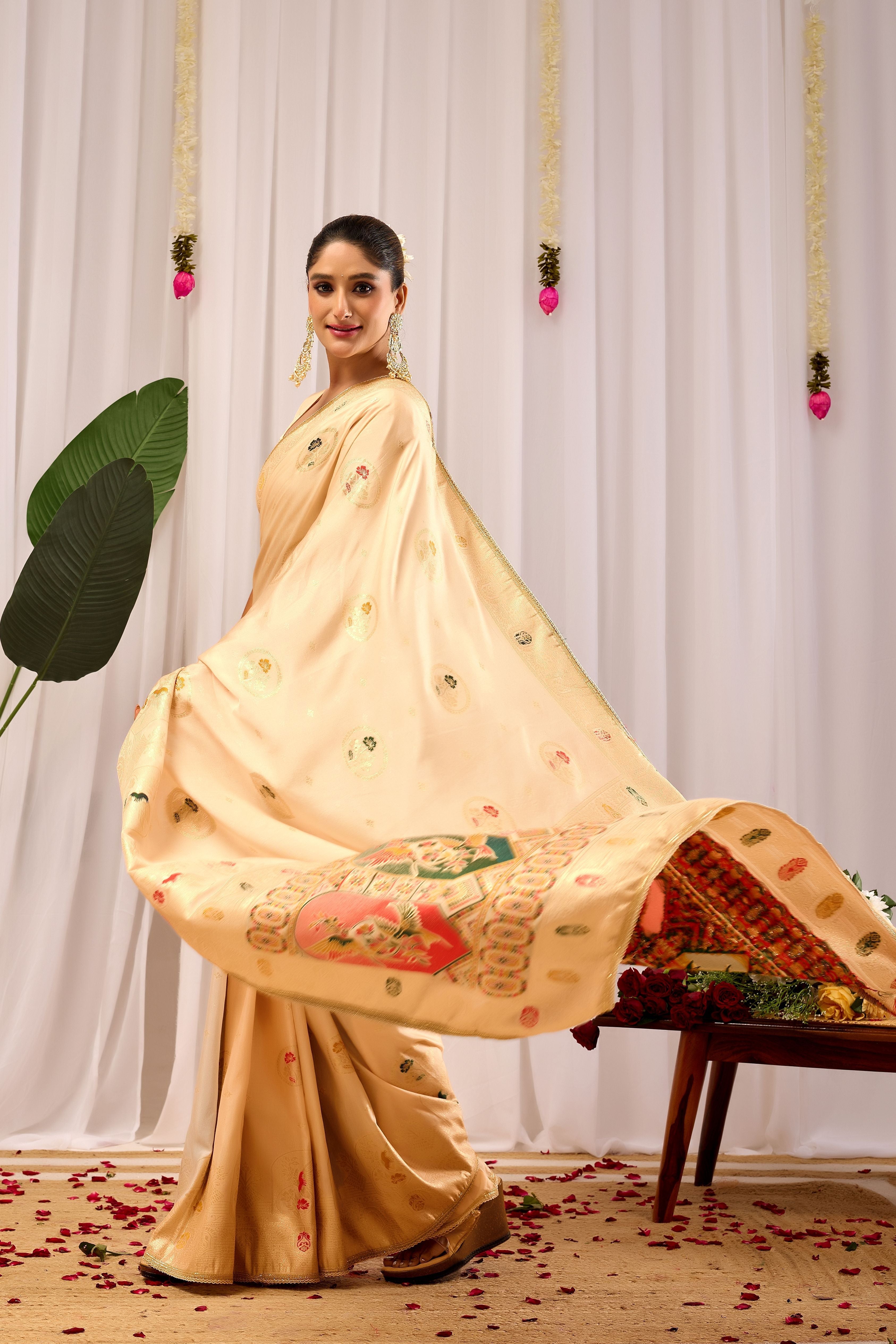 Elegant  Satin  Silk by Icultuer with Traditional Motifs  Timeless Indian Ethnic Wear