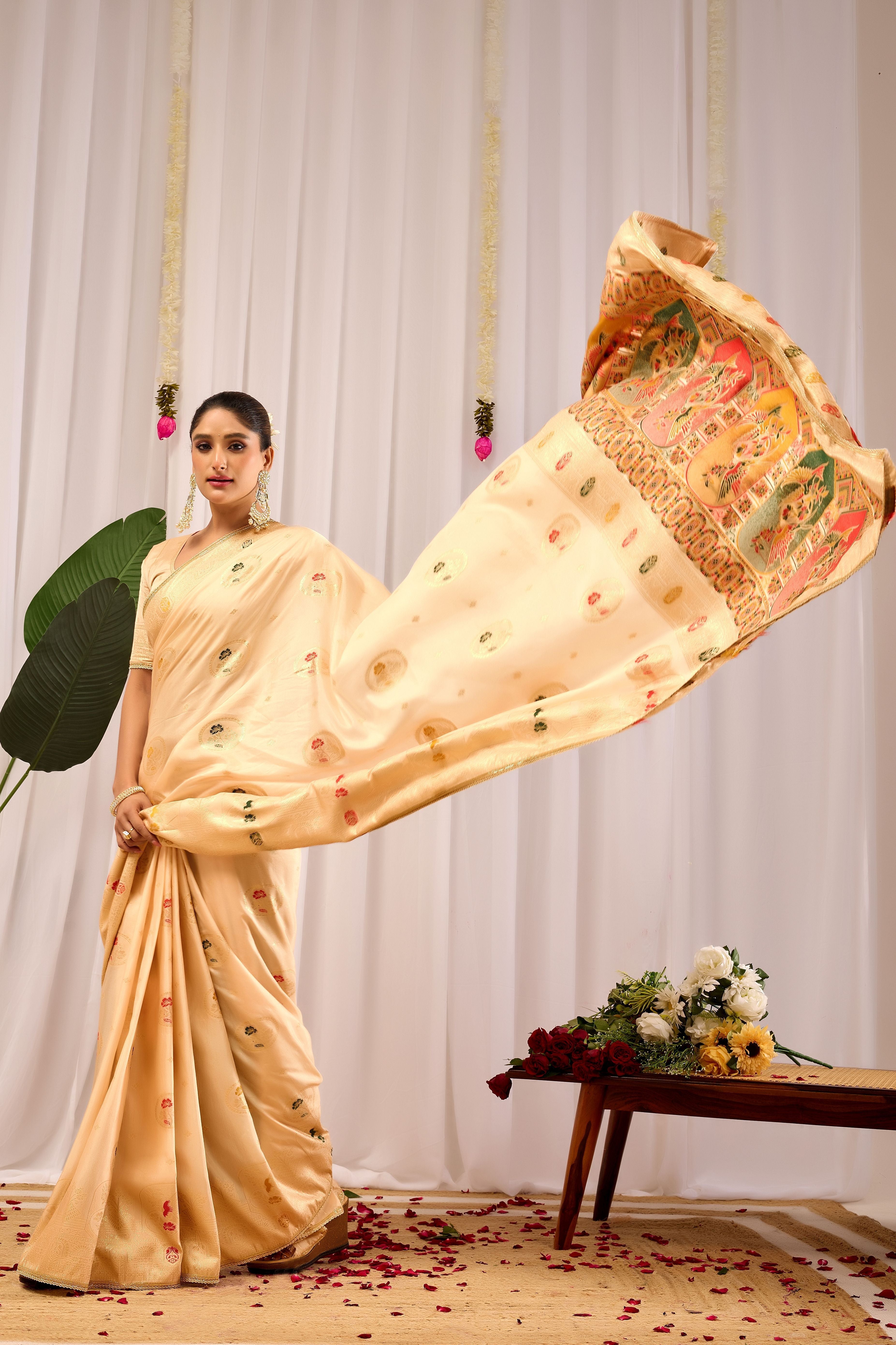 Elegant  Satin  Silk by Icultuer with Traditional Motifs  Timeless Indian Ethnic Wear