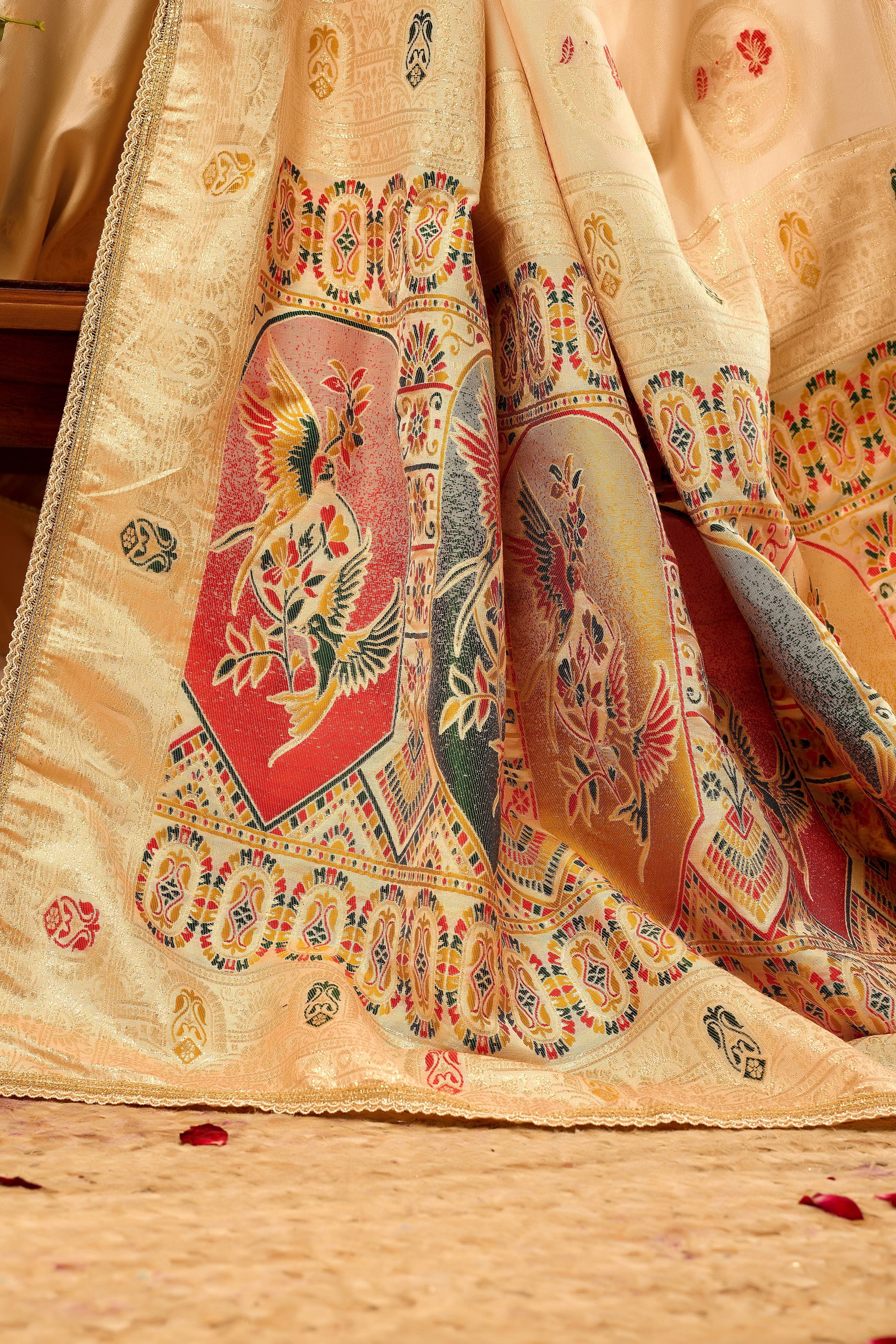 Elegant  Satin  Silk by Icultuer with Traditional Motifs  Timeless Indian Ethnic Wear
