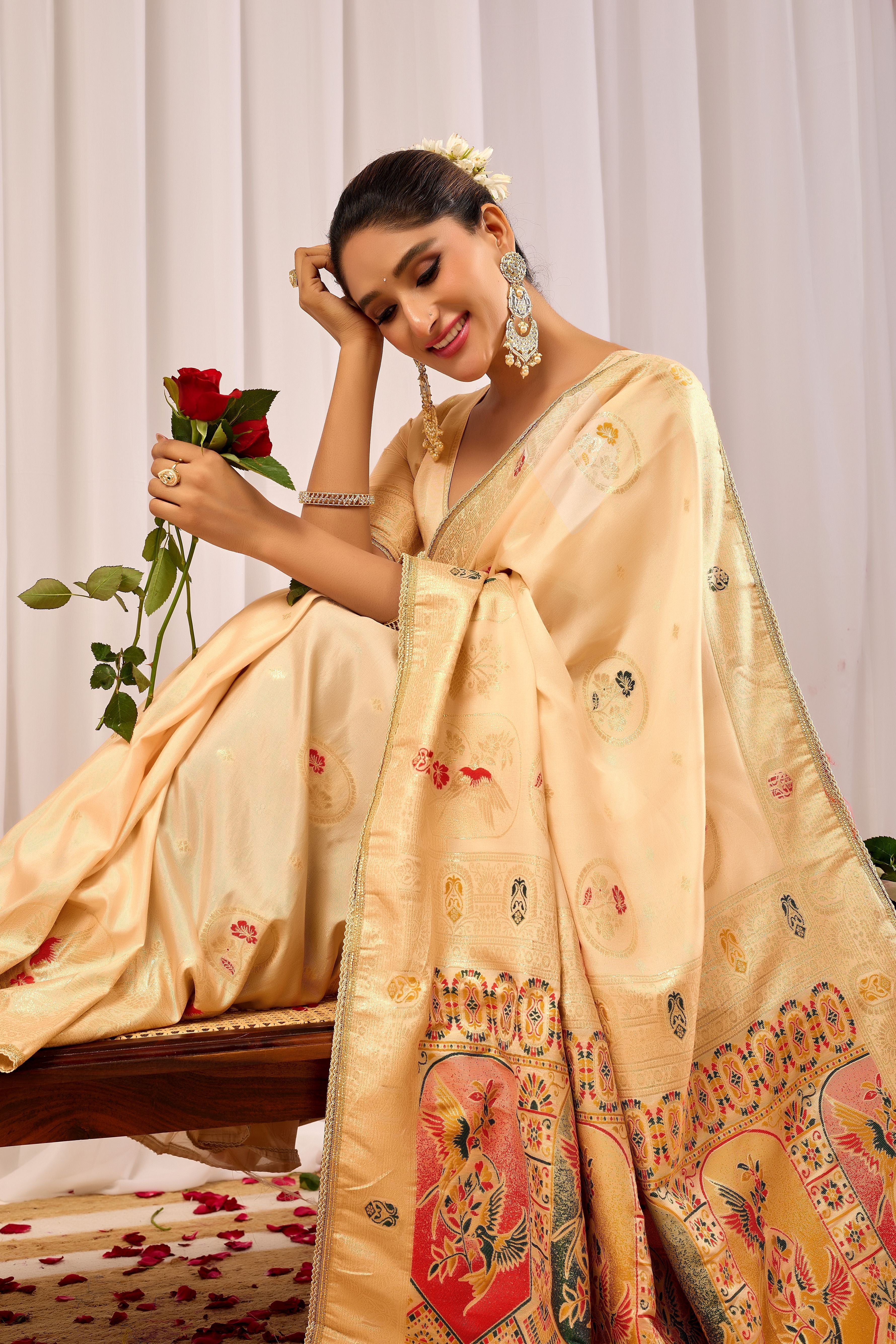 Elegant  Satin  Silk by Icultuer with Traditional Motifs  Timeless Indian Ethnic Wear