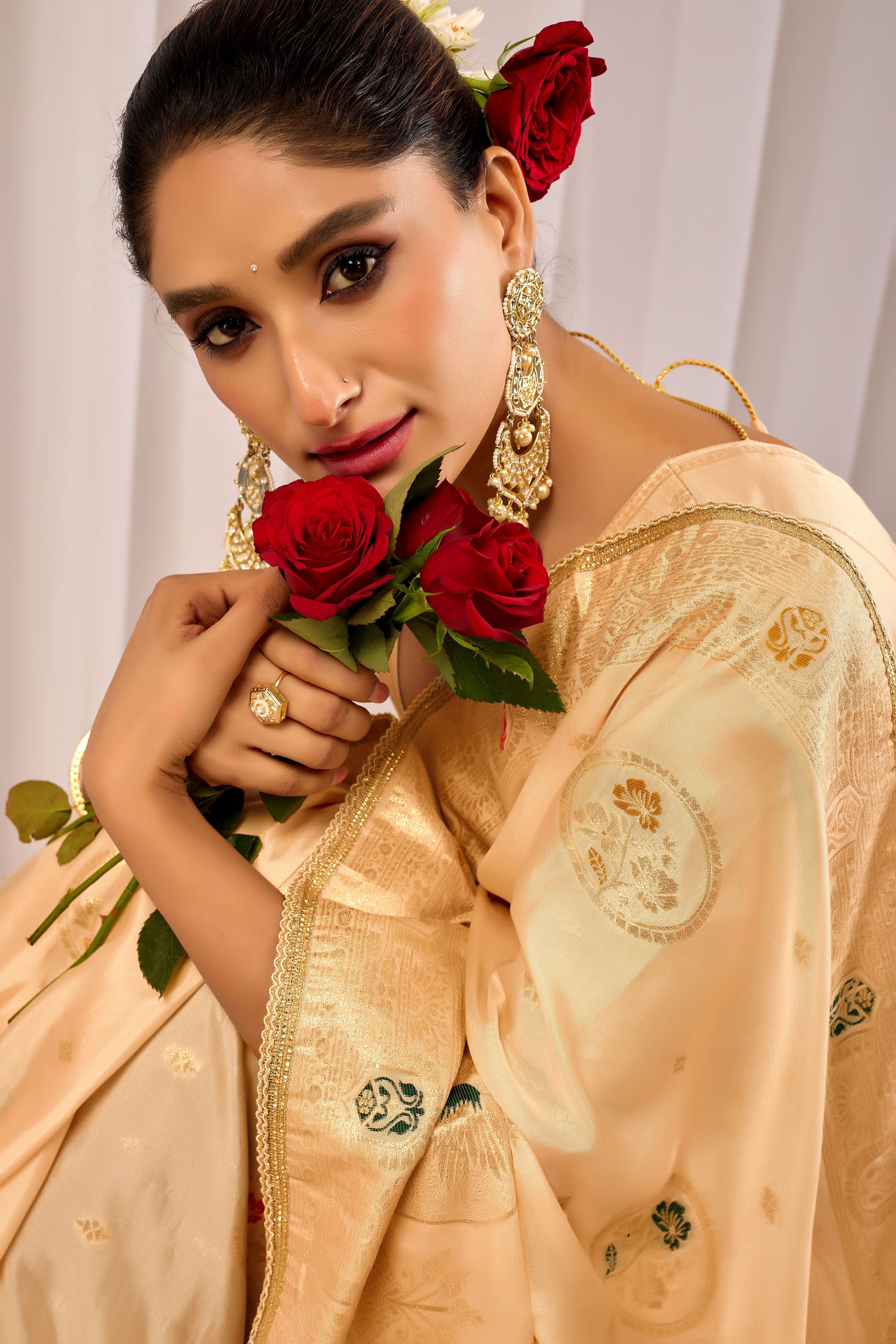 Elegant  Satin  Silk by Icultuer with Traditional Motifs  Timeless Indian Ethnic Wear