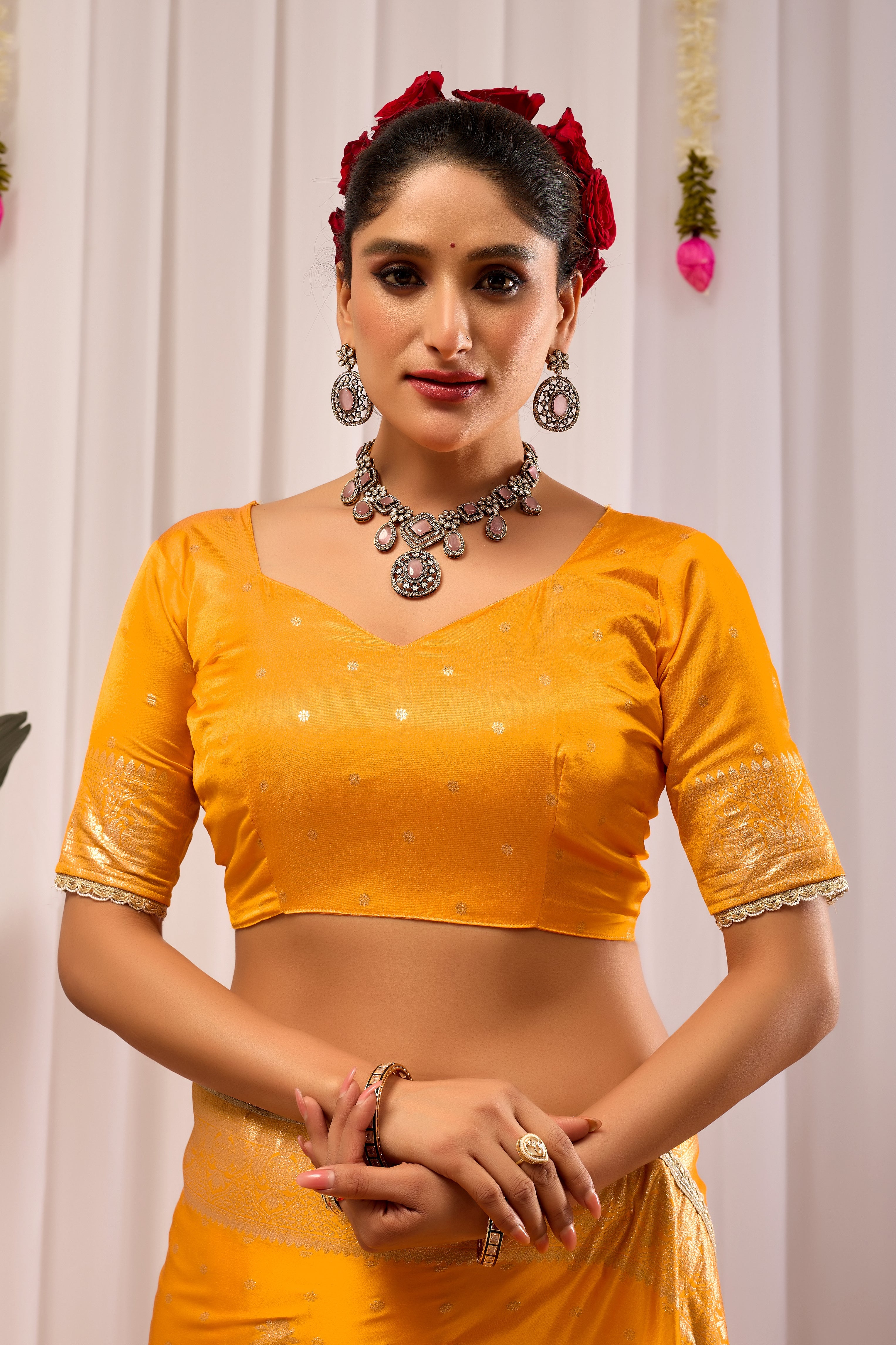 Royal Mustard Yellow  Satin Satin Silk Saree with Antique Gold Zari Weaving