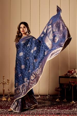 Royal Blue with Antique Gold Zari