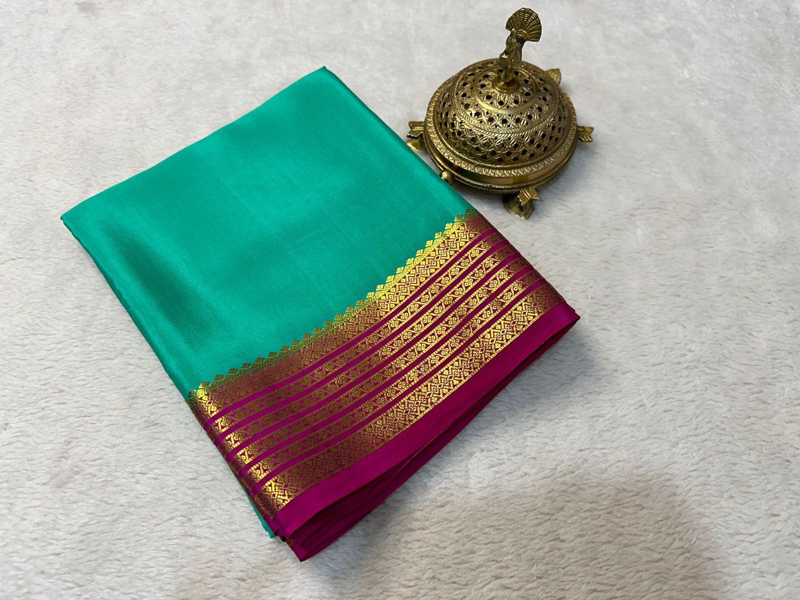 Stylish Tradition: Mysore Silk by Icultuer with Zari-Enhanced Contrasts