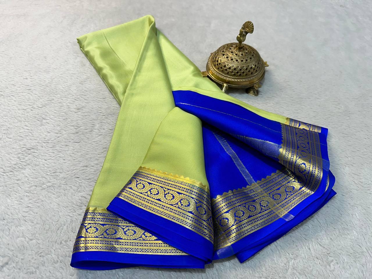 Timeless Elegance: Mysore Silk by Icultuers with Luxurious Zari Borders