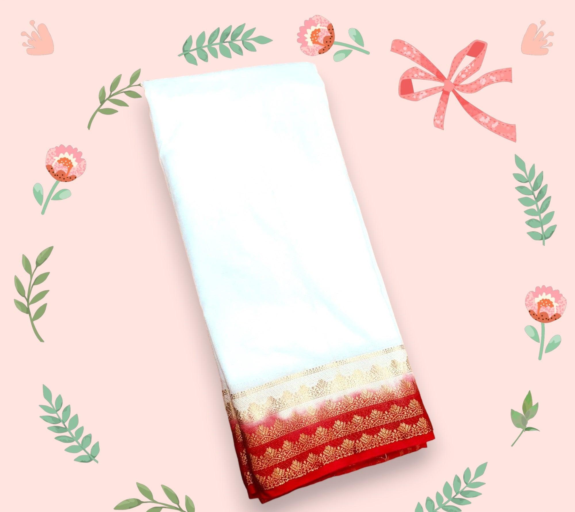 Exclusive White Red Border Soft Silk Sarees – Timeless Indian Beauty