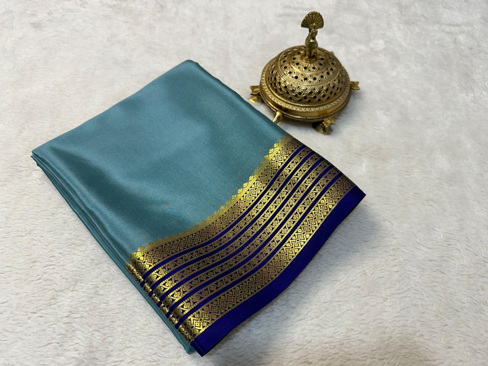 Richly Crafted: Pure Mysore Silk by Icultuer with Stunning Zari Borders