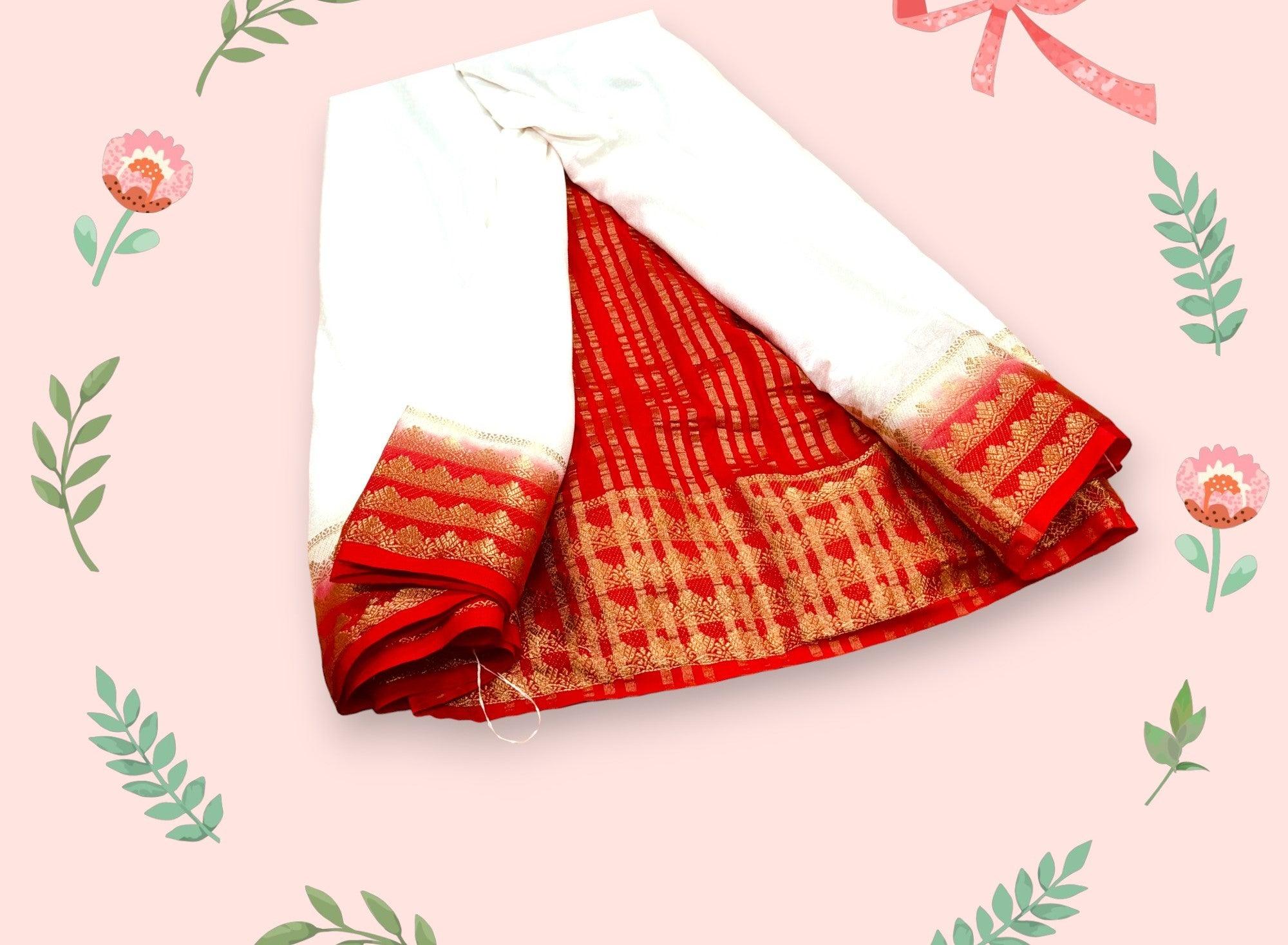 Exclusive White Red Border Soft Silk Sarees – Timeless Indian Beauty