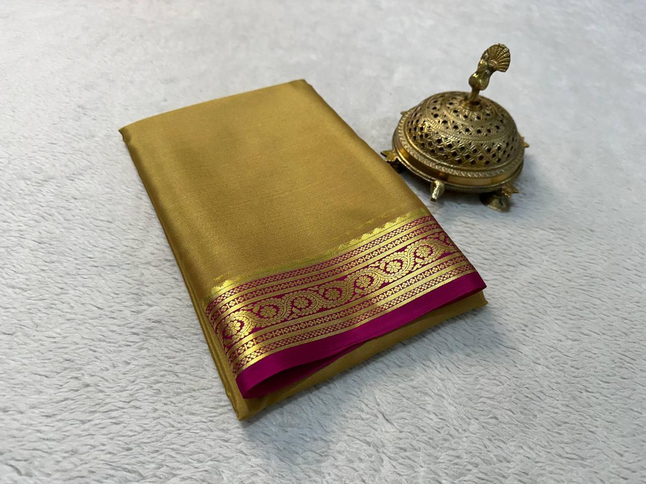 Classic Charm: Mysore Silk Saree with Gorgeous Zari Detailing
