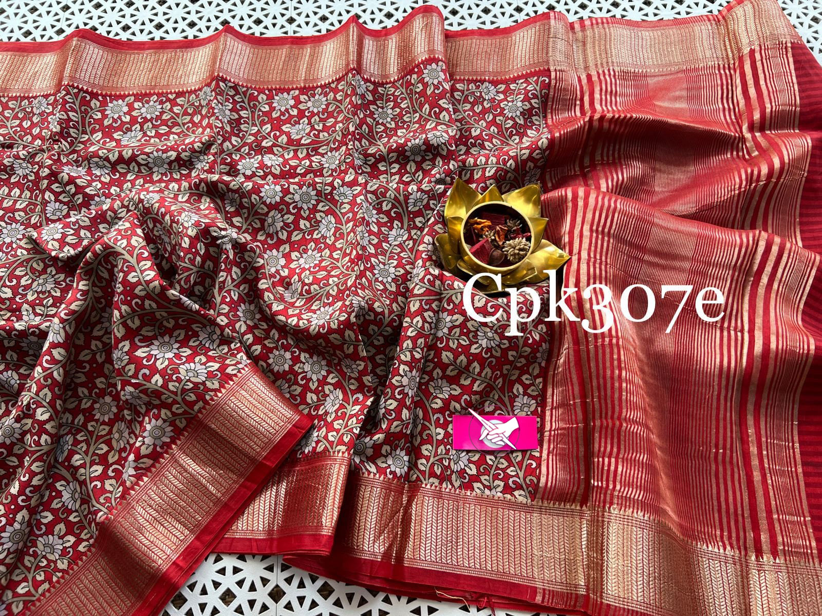 Red Tusser Soft Silk by Icultuers With Zari Border