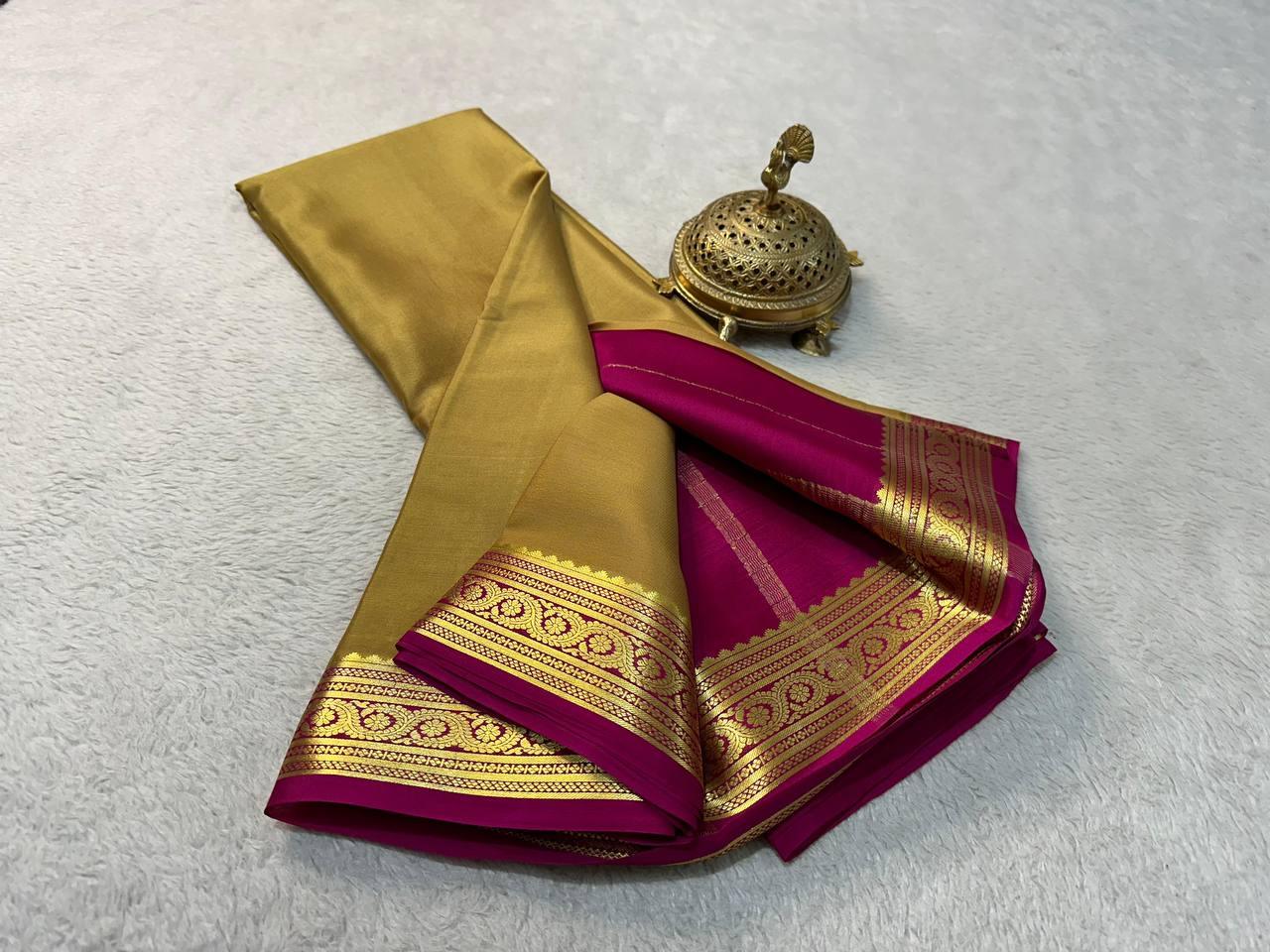 Classic Charm: Mysore Silk by Icultuer with Gorgeous Zari Detailing