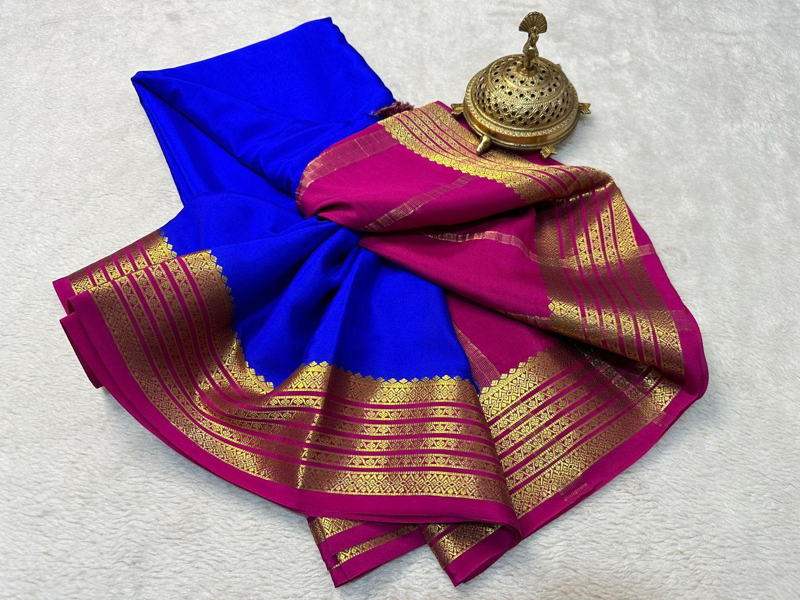 Unmatched Elegance: Mysore Silk by Icultuer with Intricate Contrast Details