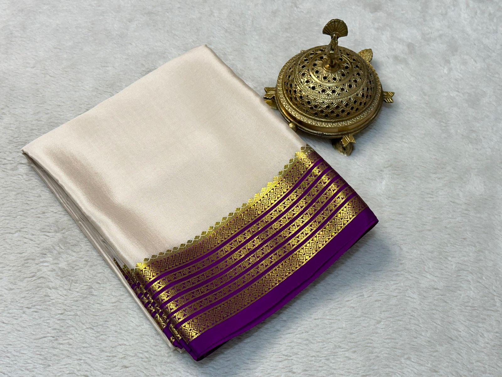 Golden Radiance: Mysore Silk by Icultuer with Zari-Laden Borders