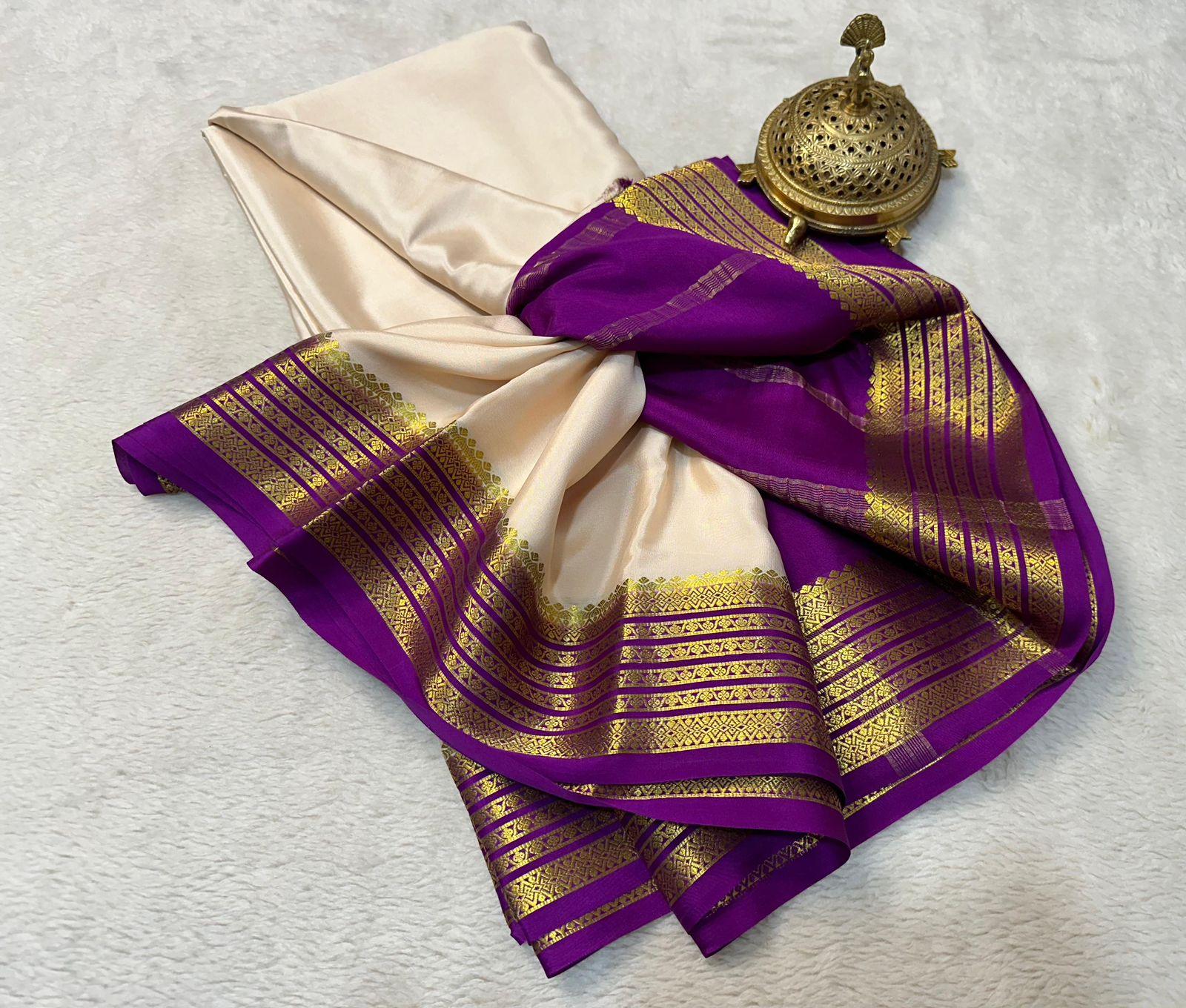 Golden Radiance: Mysore Silk by Icultuer with Zari-Laden Borders