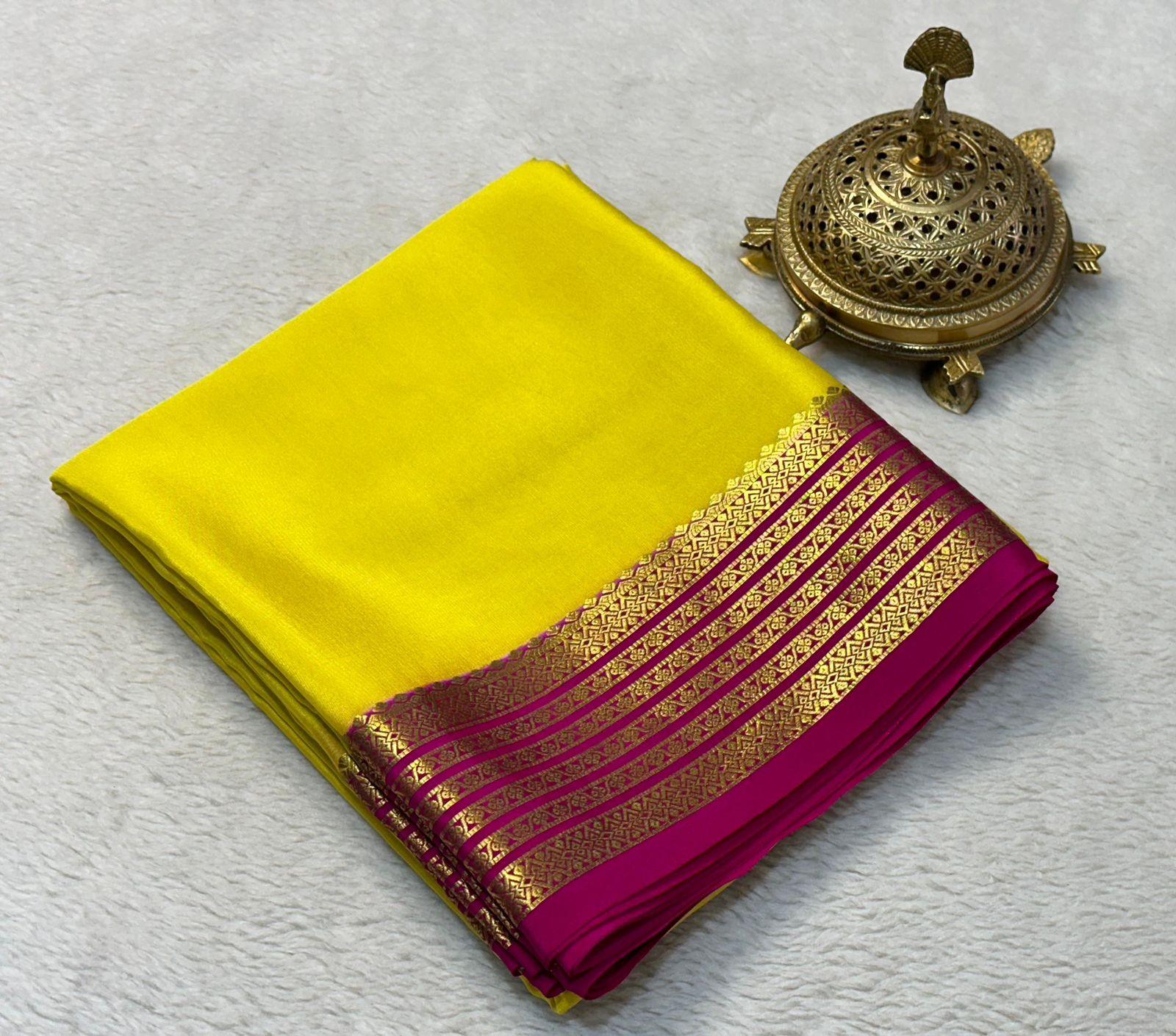 Sophisticated Heritage: Mysore Silk by Icultuer in Bold Contrast Borders