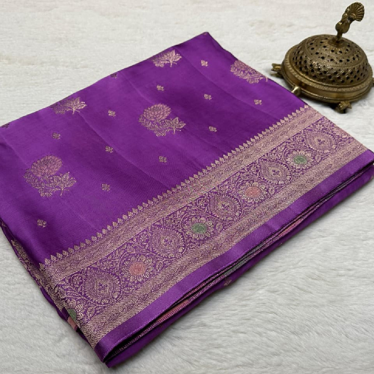Radiant Lavender Magenta Kanchipuram Soft Silk by Icultuer