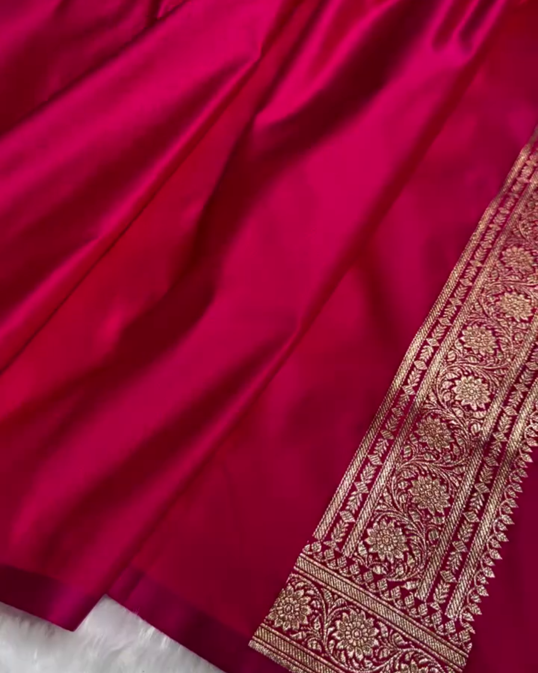icultural - Green Katan Silk Saree with Zari Boota and Pink Border