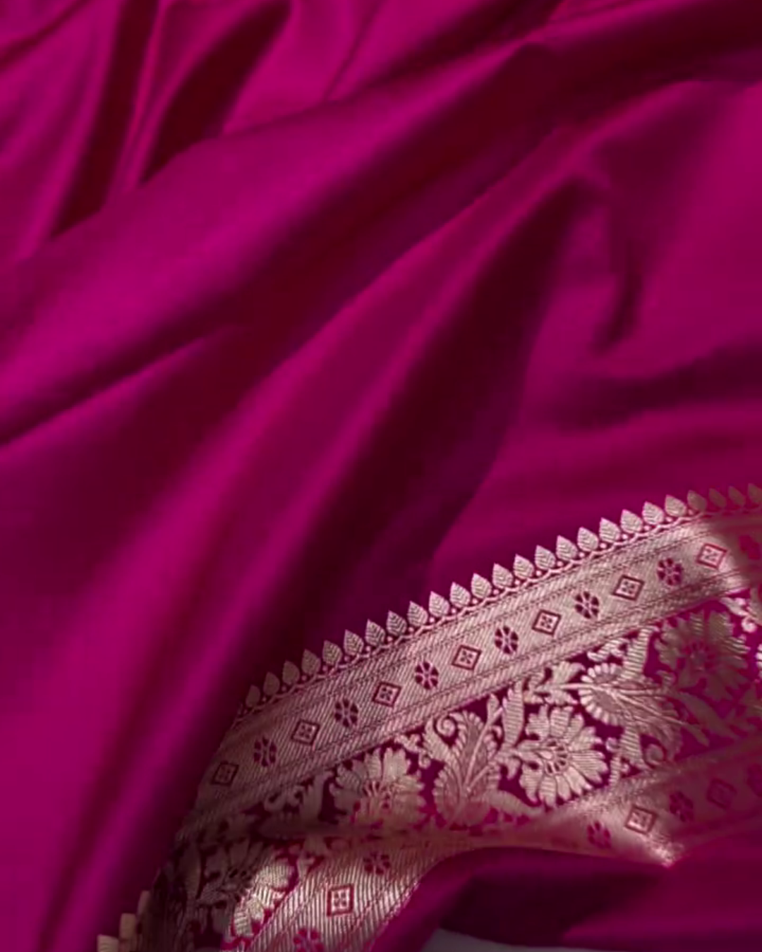 Pink Mashru Silk Saree with Golden Zari Butta & Royal Woven Pallu