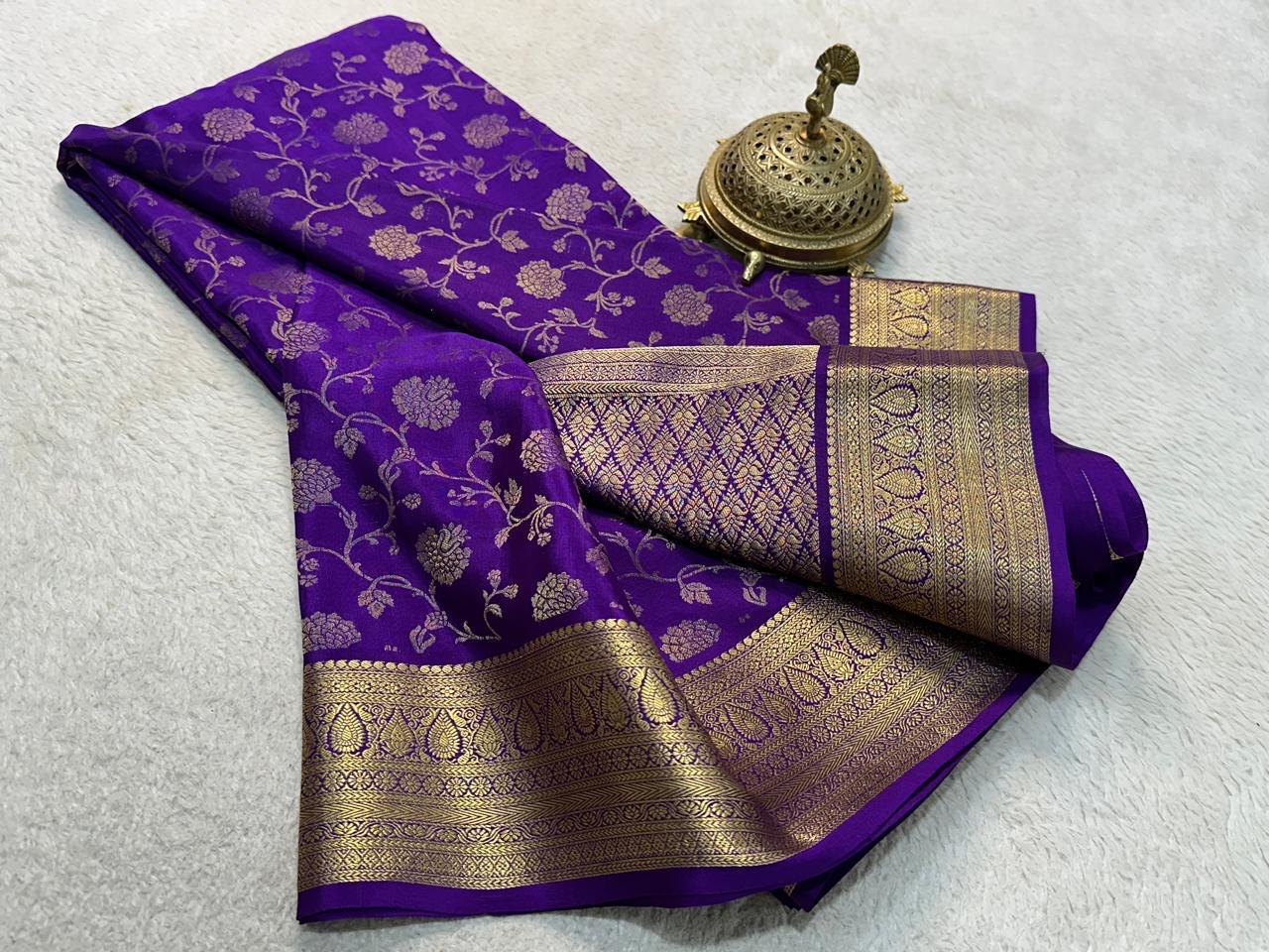 Elegance Redefined: Silk Brocade by Icultuer with Exquisite Gold & Silver Zari Weaving