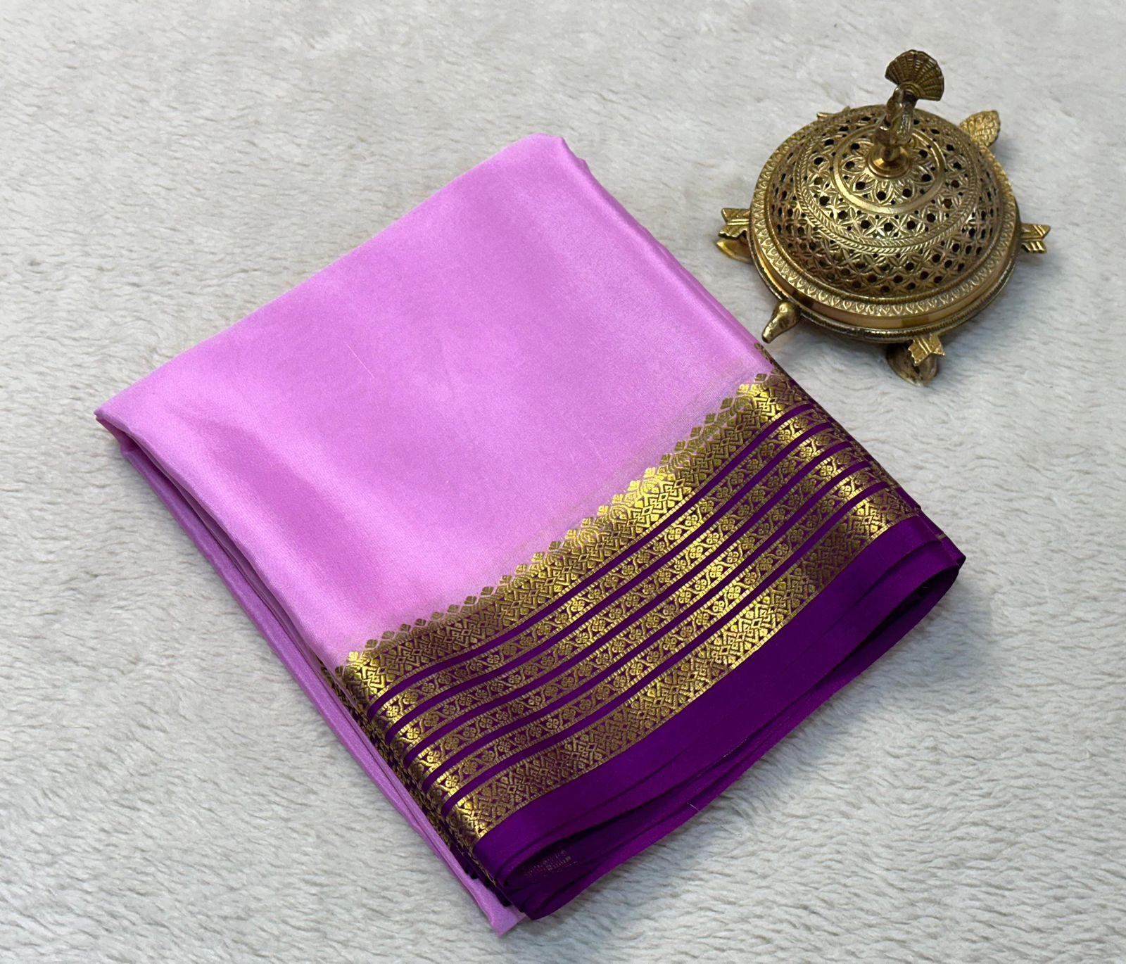 Opulent Weaves: Pure Mysore Silk by Icultuer with Rich Contrast Borders