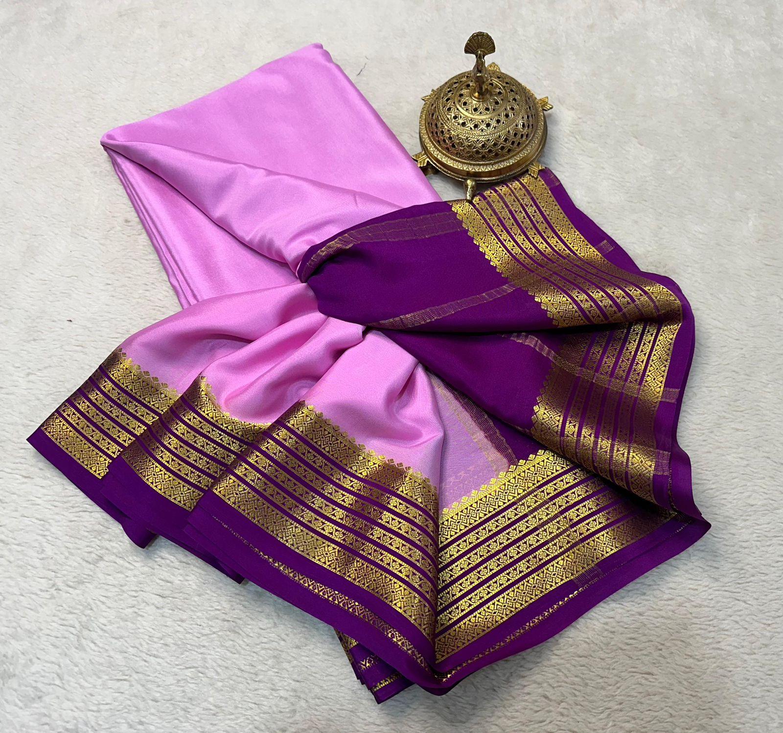 Opulent Weaves: Pure Mysore Silk by Icultuer with Rich Contrast Borders