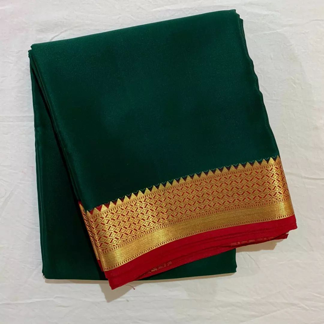 Green and Red Semi Mysore Silk by Icultuer