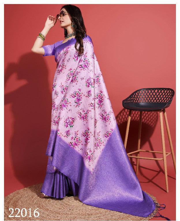 Digitally Crafted Beauty: Modern Soft Silk Sarees in Purple