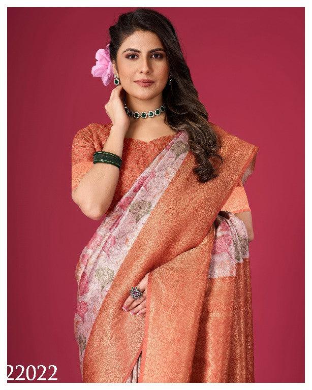 Art Meets Elegance: Digital Prints on Soft Silk in Orange
