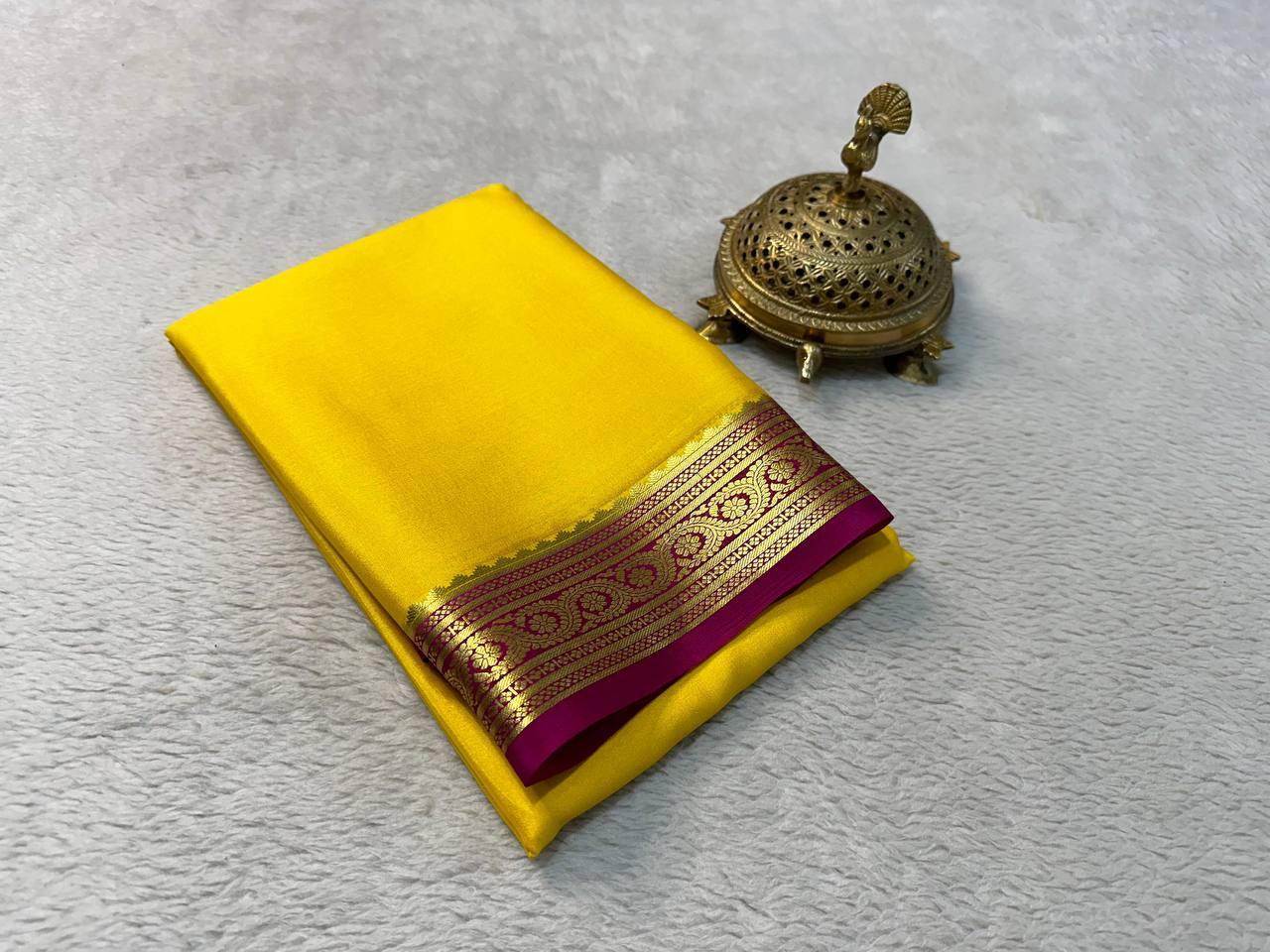 Elevate Your Style: Pure Mysore Silk by Icultuer in Stunning Contrasts