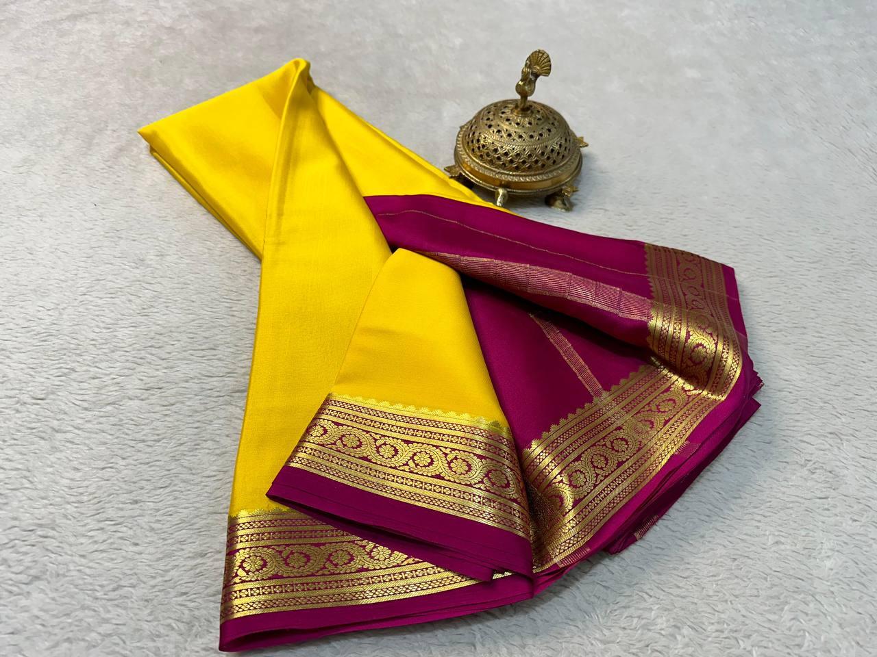 Elevate Your Style: Pure Mysore Silk by Icultuer in Stunning Contrasts