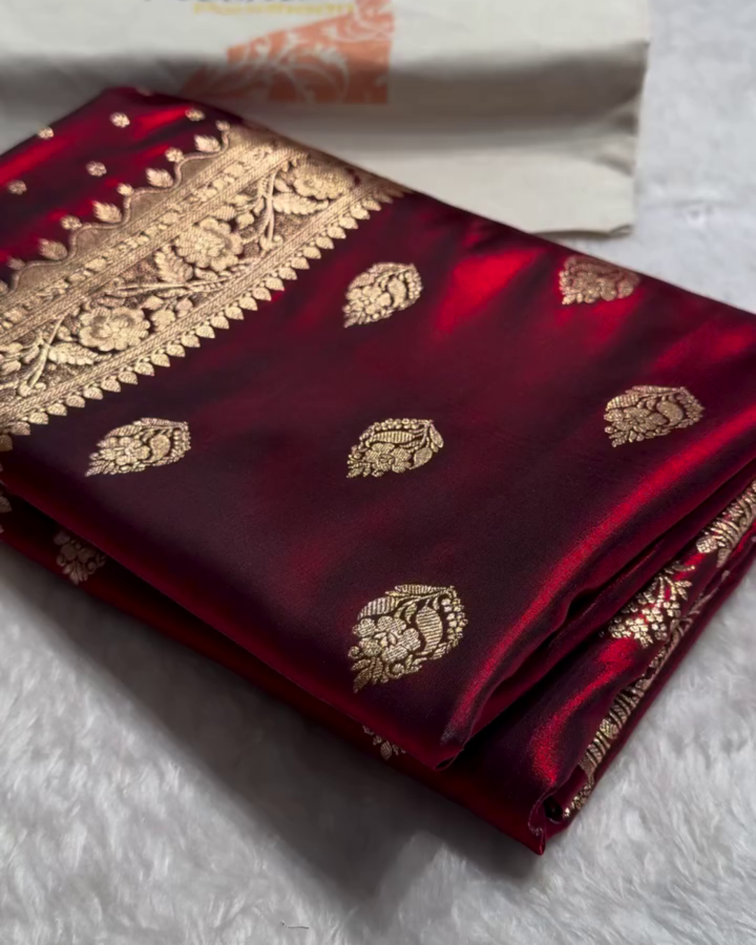 Kaushalya - icultural Banarasi Satin Saree with Golden Zari Floral Weaving