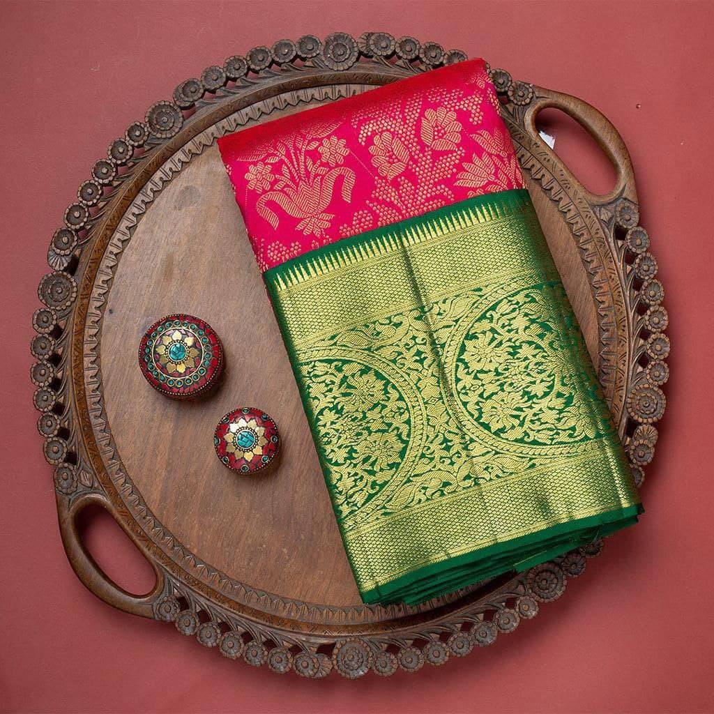 icultural Dark Pink Soft Banarasi Silk Saree