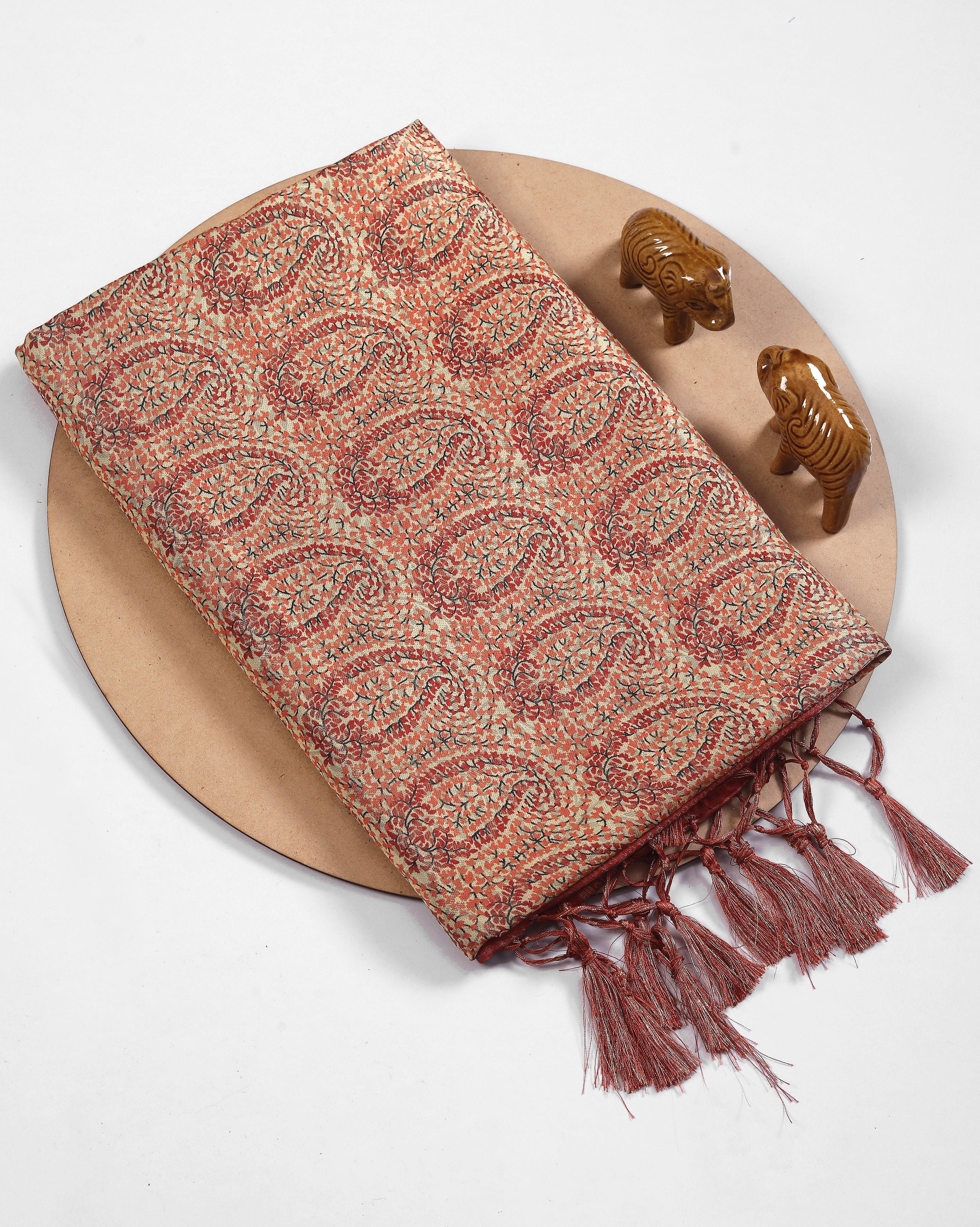 Digital soft silk printed saree in Golden