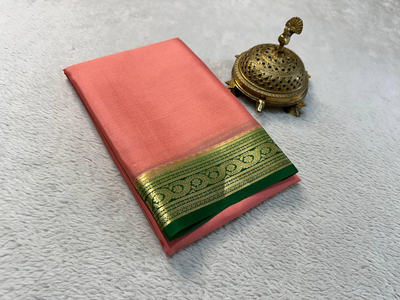 Golden Heritage: Pure Mysore Silk by Icultuer with Zari Highlights