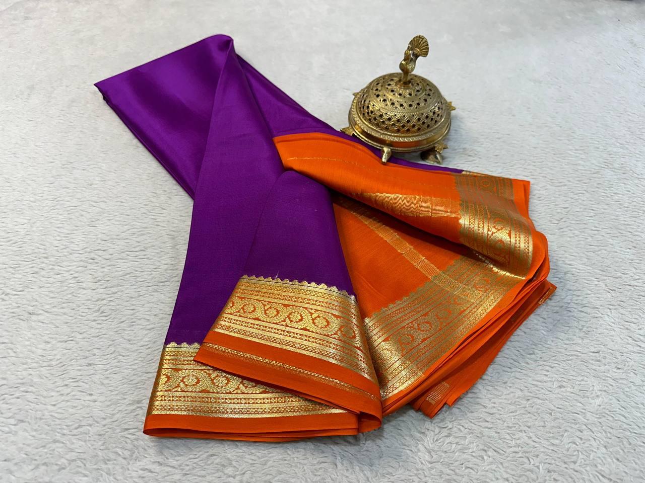 Effortless Grace: Mysore Silk by Icultuer with Contrasting Zari Artistry