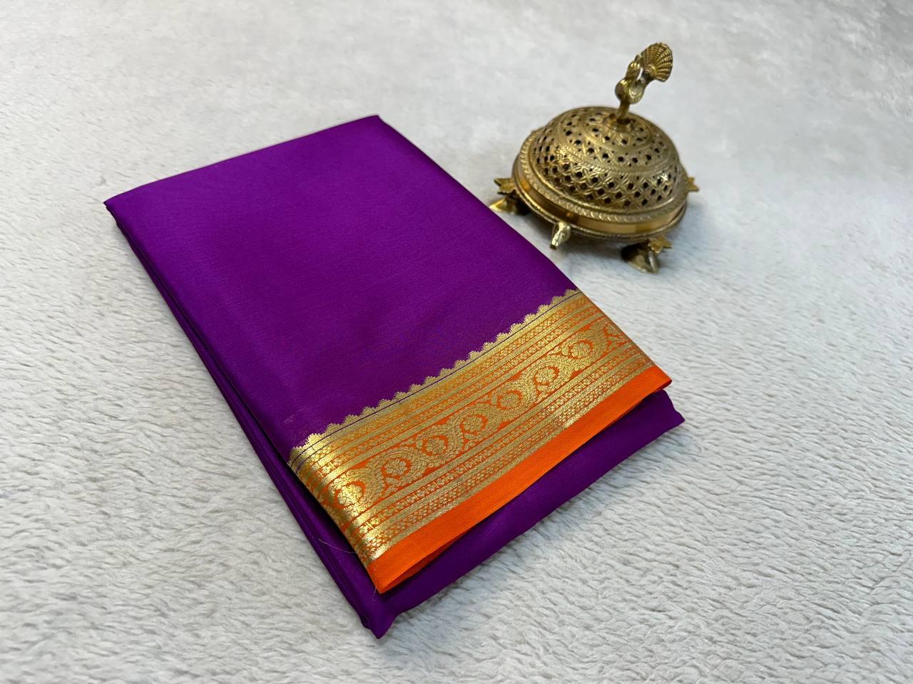 Effortless Grace: Mysore Silk by Icultuer with Contrasting Zari Artistry