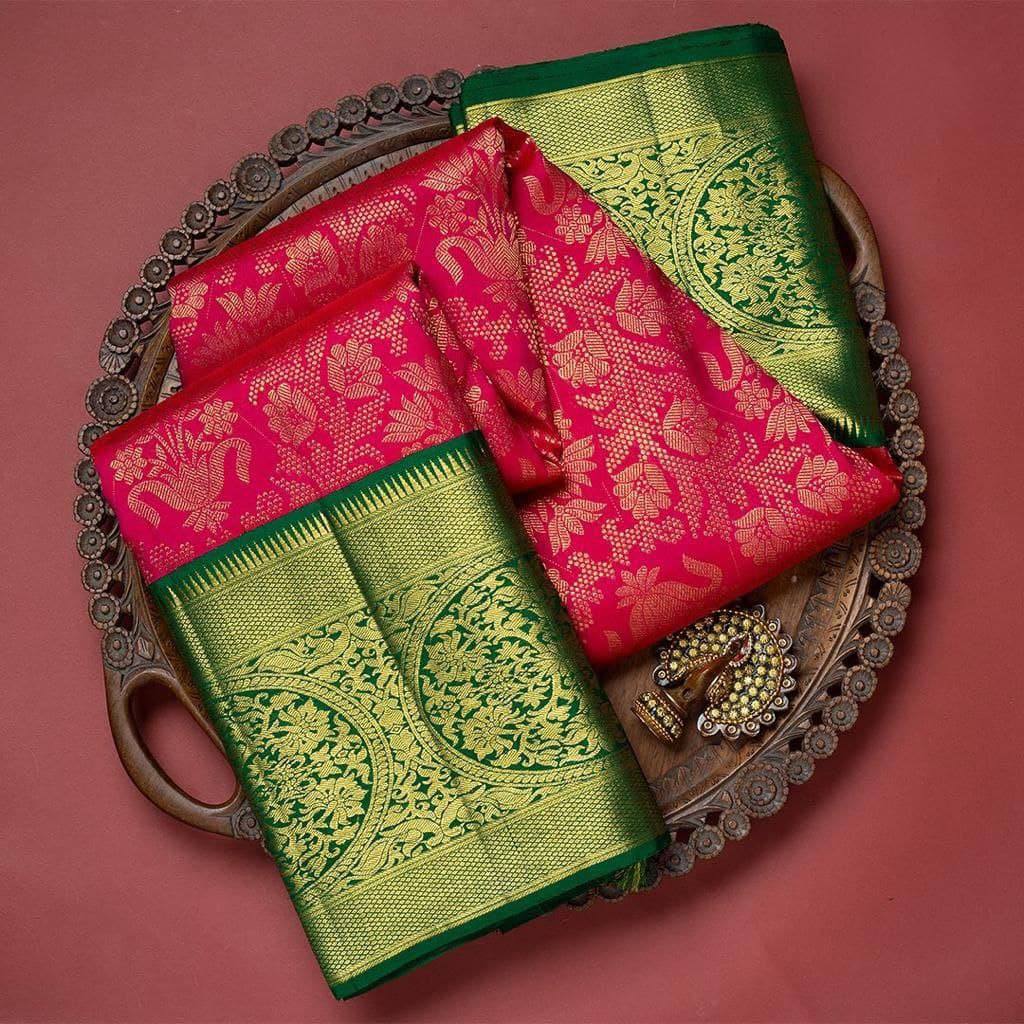 icultural Dark Pink Soft Banarasi Silk Saree