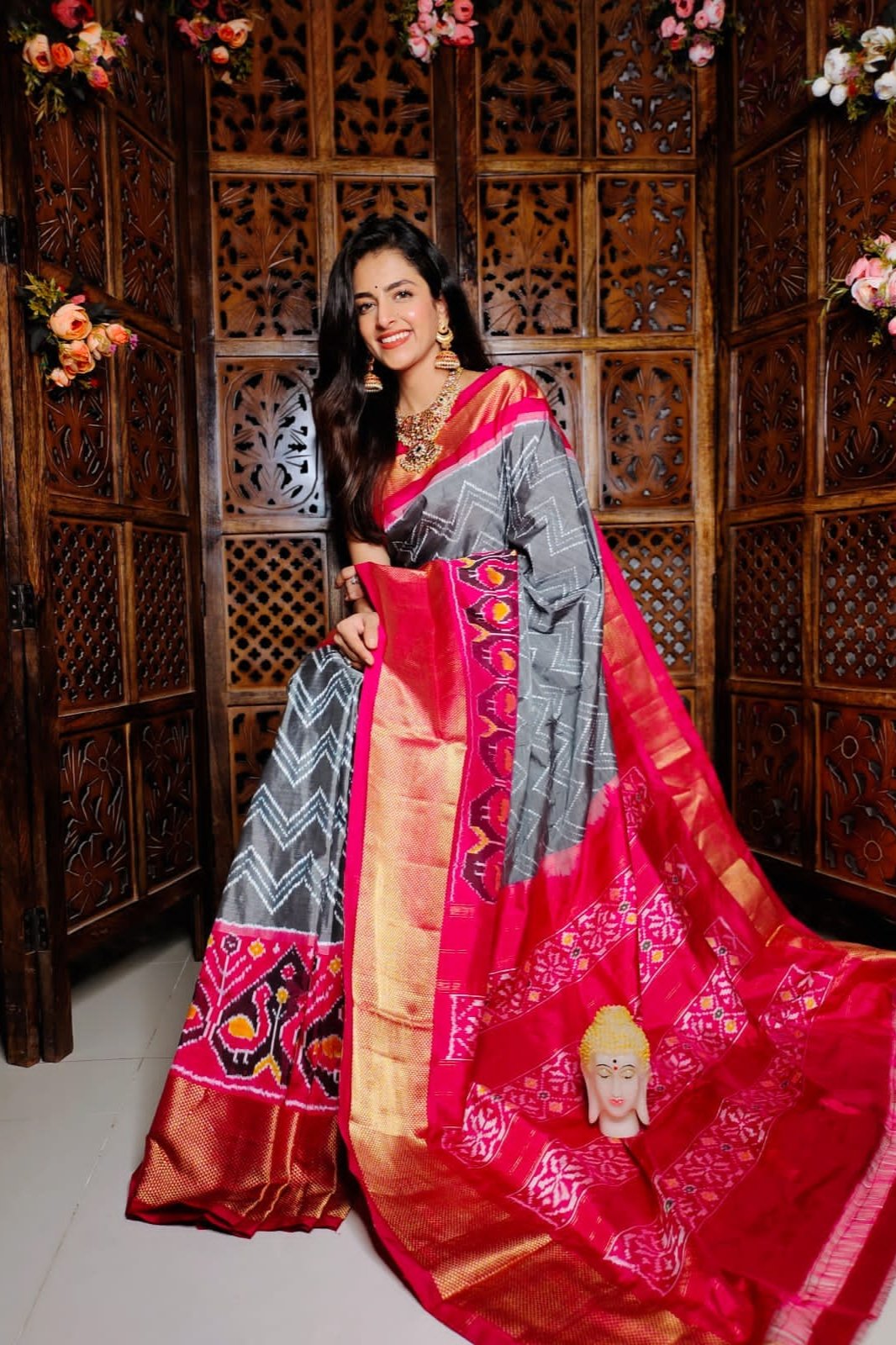 Grey Handloom Soft Silk Printed by Icultuer