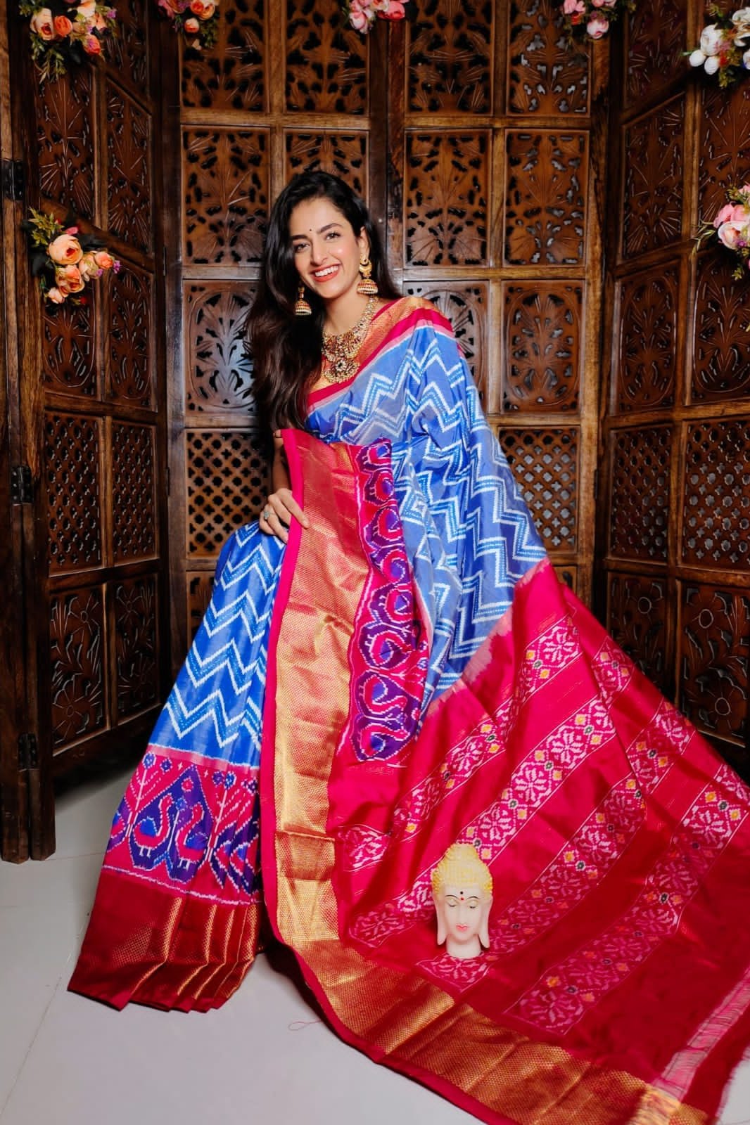 Sky Blue Handloom Soft Silk by Icultuer