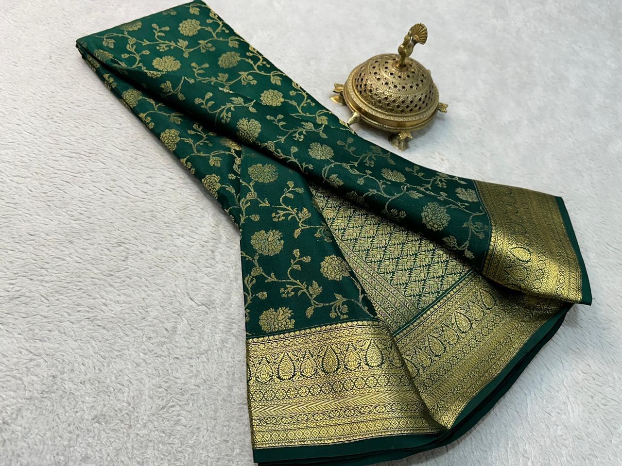 Elegance Redefined: Silk Brocade by Icultuer with Exquisite Gold & Silver Zari Weaving