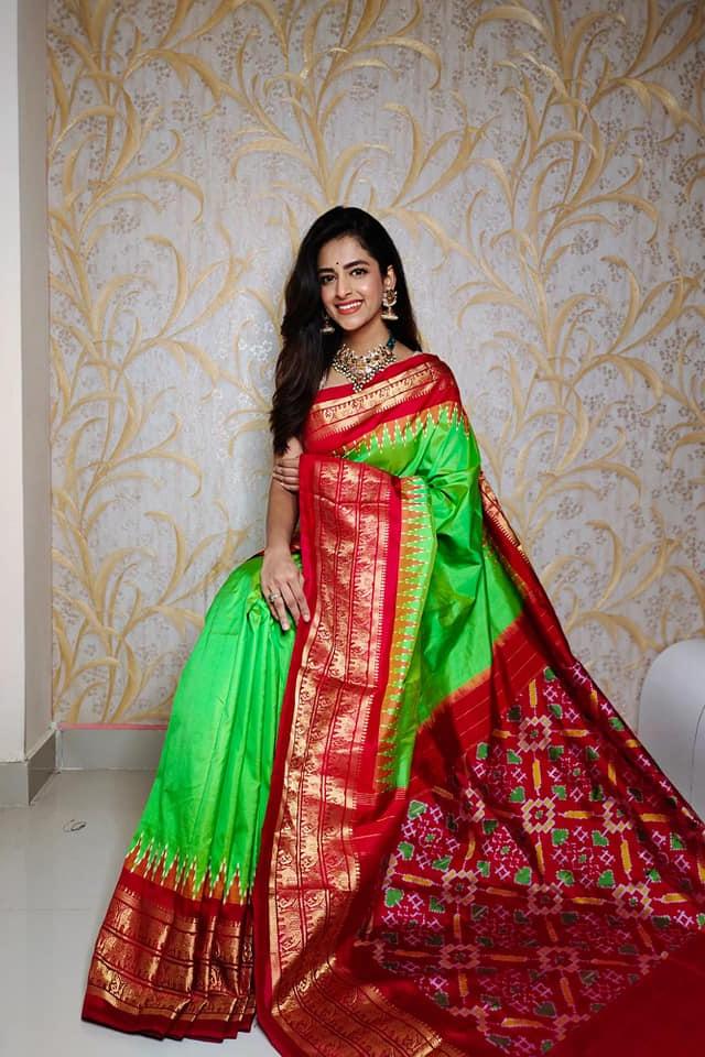 Green Handloom Soft Silk Printed by Icultuer