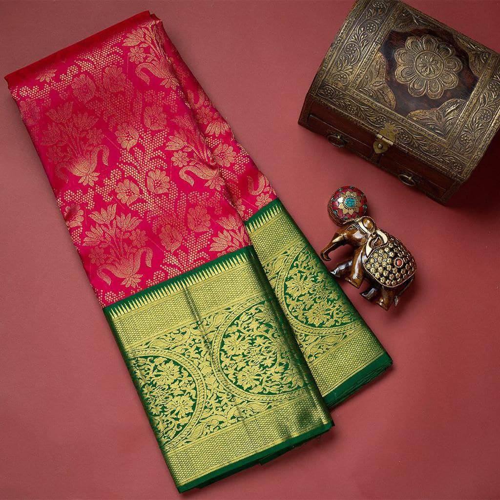 icultural Dark Pink Soft Banarasi Silk Saree