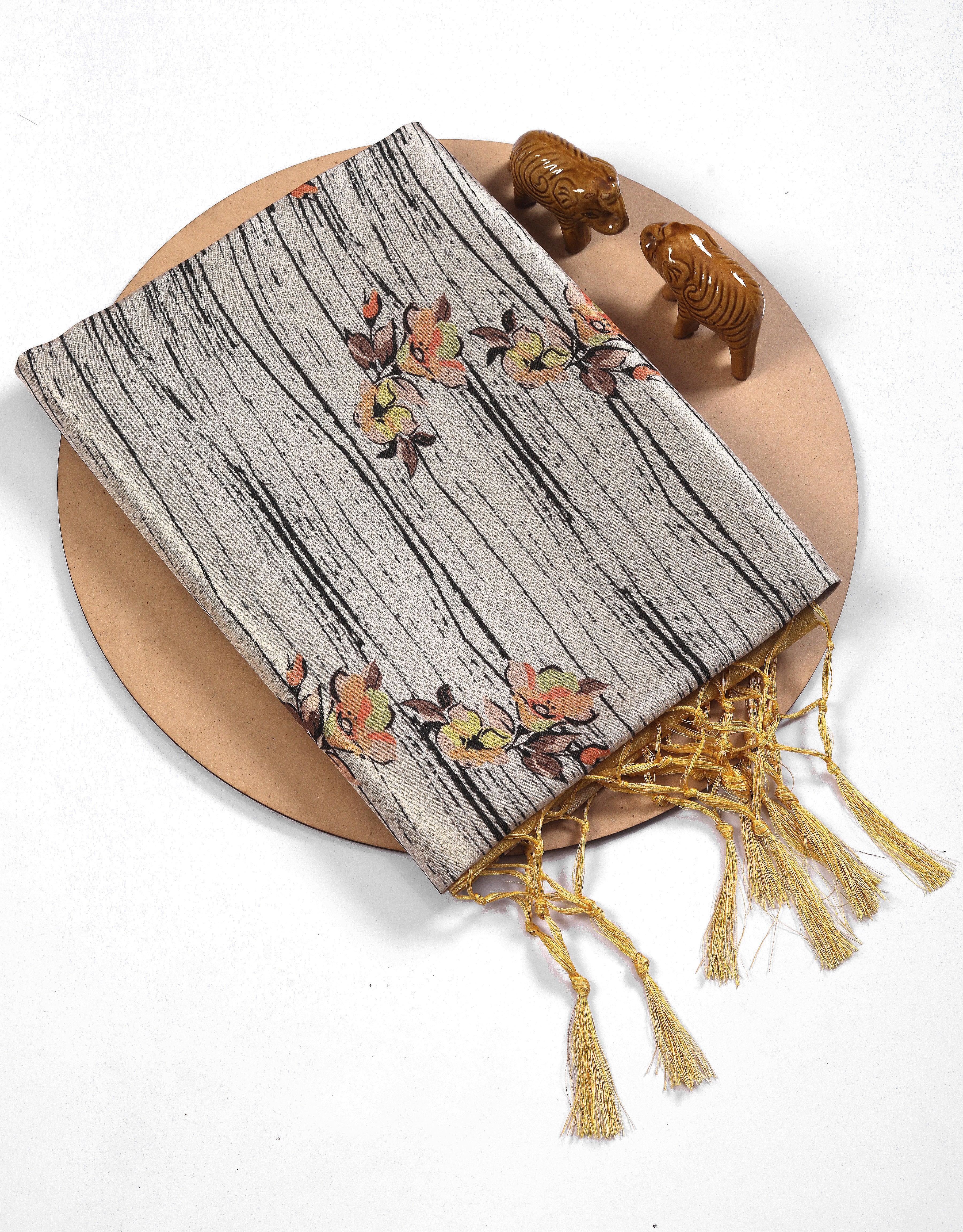 Digital soft silk printed saree in Yellow