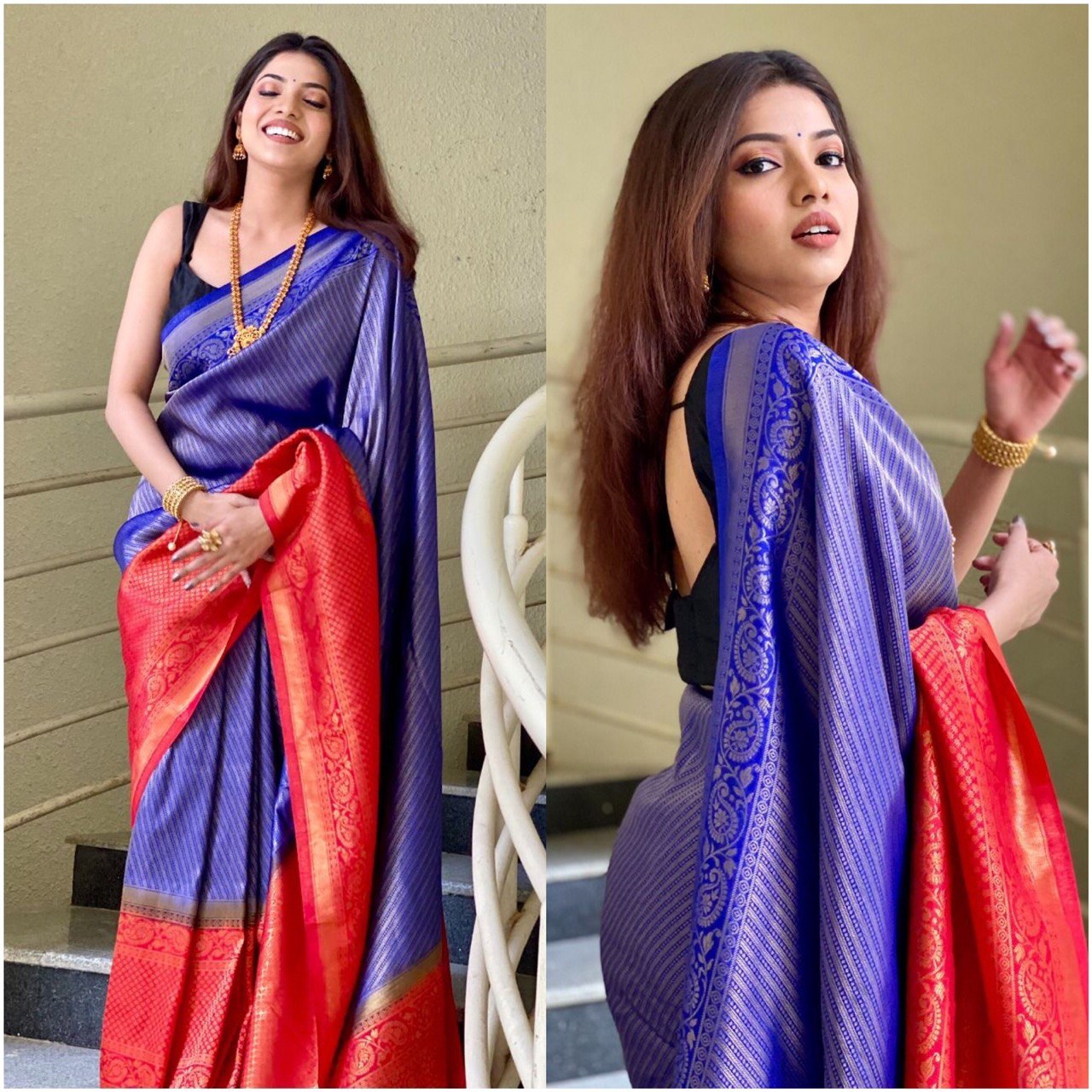 Beautiful Purple Woven Design Jacquard Pure Silk by Icultuer