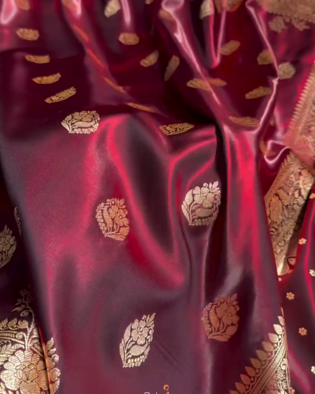 Kaushalya - icultural Banarasi Satin Saree with Golden Zari Floral Weaving