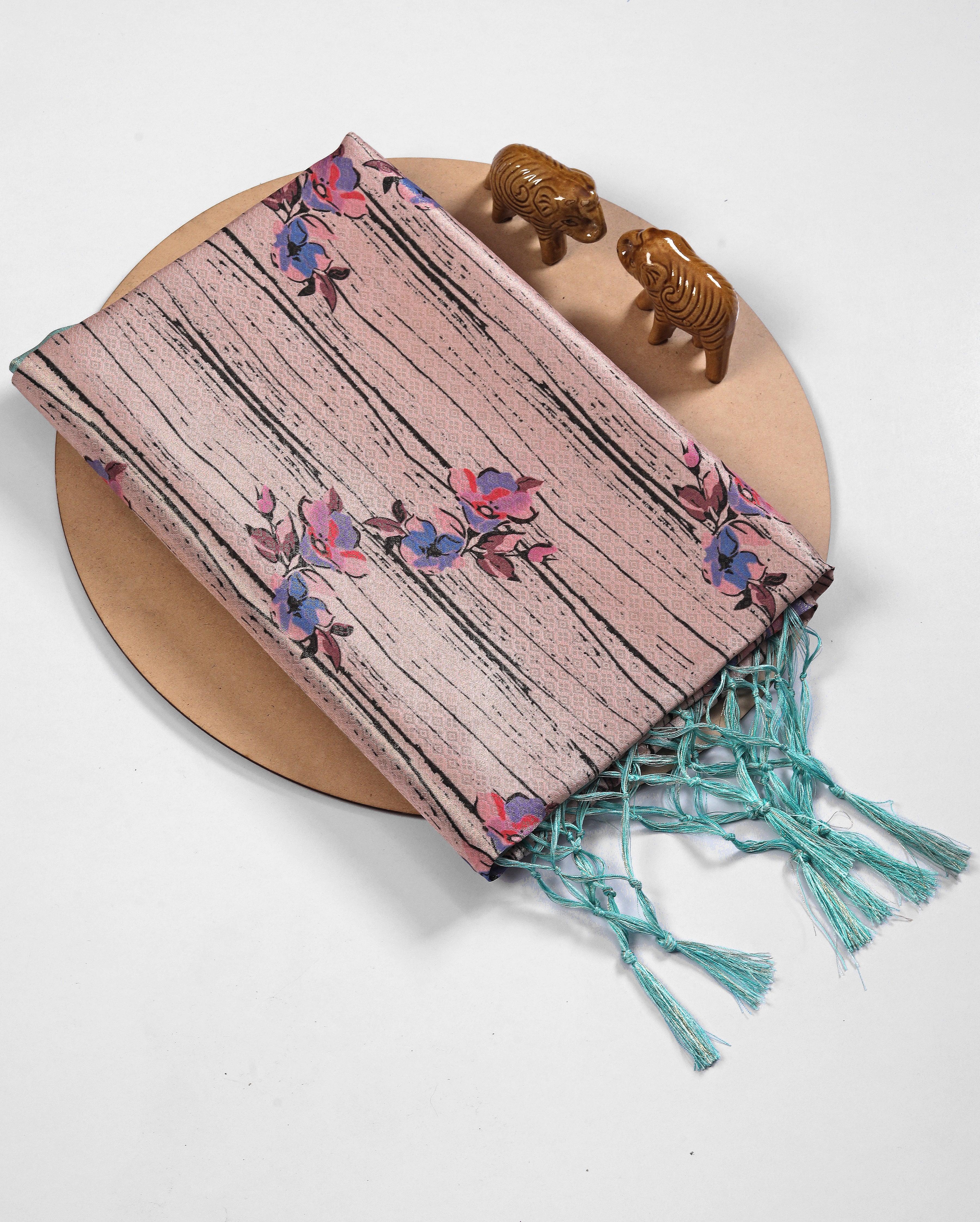 Digital soft silk printed saree in Rama