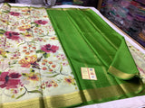 Grey Crepe Mysore Silk Printed by Icultuer with Blouse