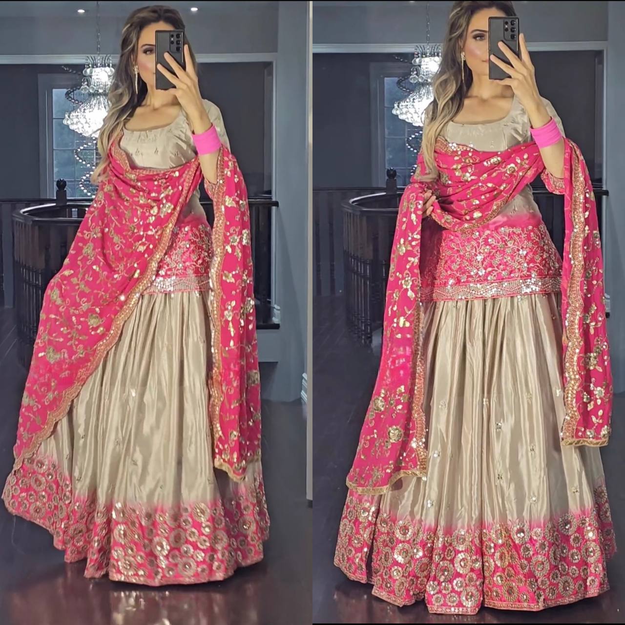 Georgette Dhoti-Style Suit for Women full Stitched Party Wear Dress.