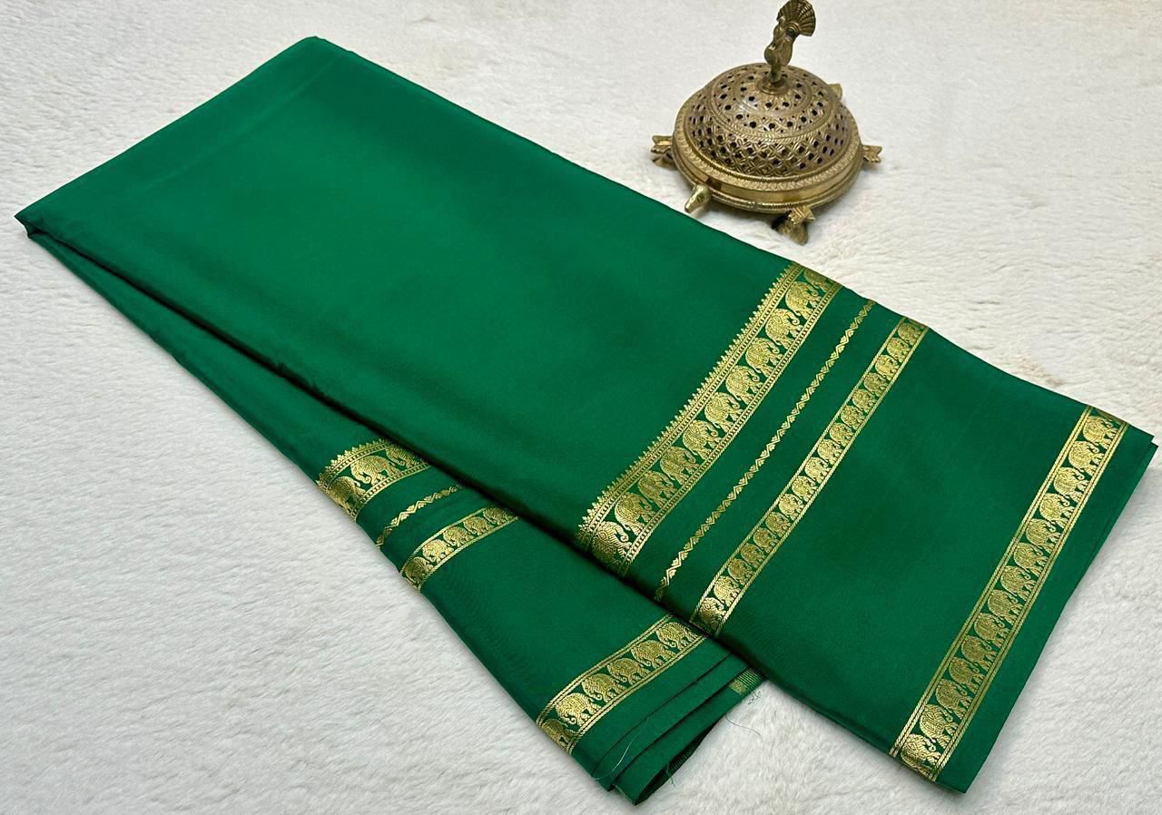 Soft Silk Saree with Traditional Gaj (Elephant) Motif Zari Border
